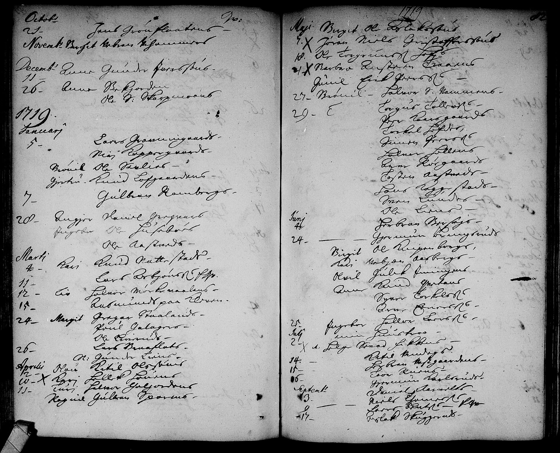Rollag kirkebøker, AV/SAKO-A-240/F/Fa/L0002: Parish register (official) no. I 2, 1714-1742, p. 82