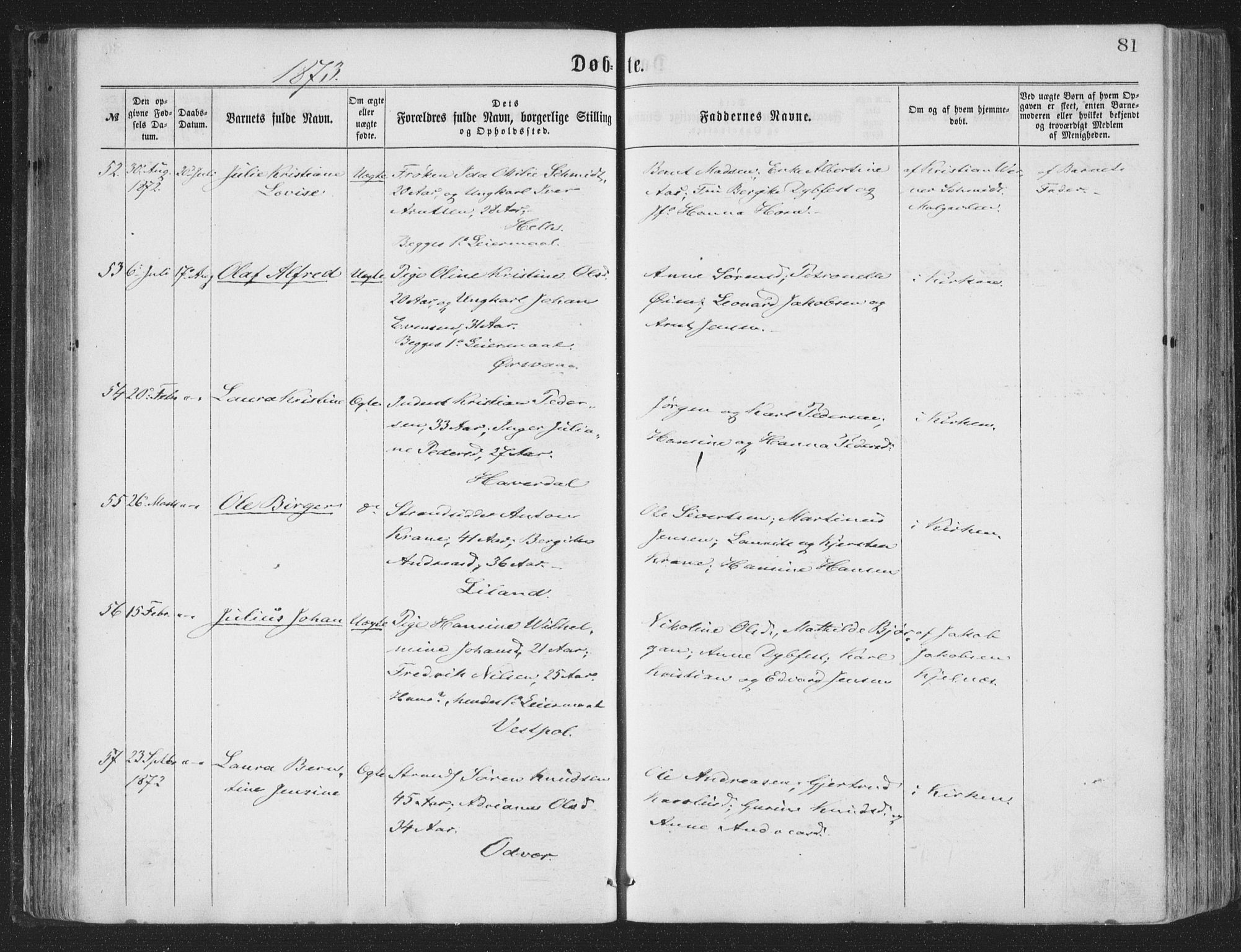 Ministerialprotokoller, klokkerbøker og fødselsregistre - Nordland, SAT/A-1459/874/L1057: Parish register (official) no. 874A01, 1866-1877, p. 81