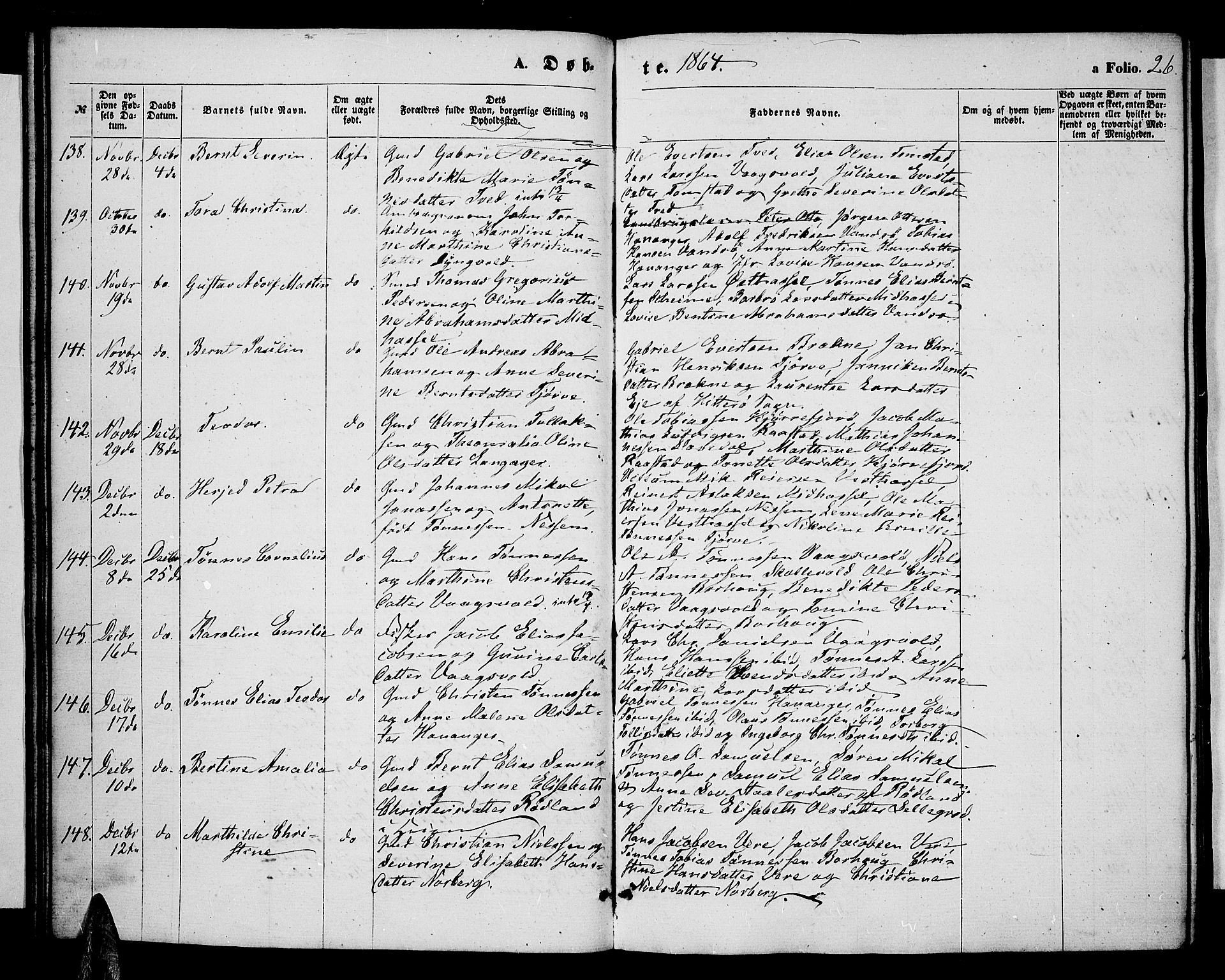 Lista sokneprestkontor, AV/SAK-1111-0027/F/Fb/L0003: Parish register (copy) no. B 3, 1862-1877, p. 26