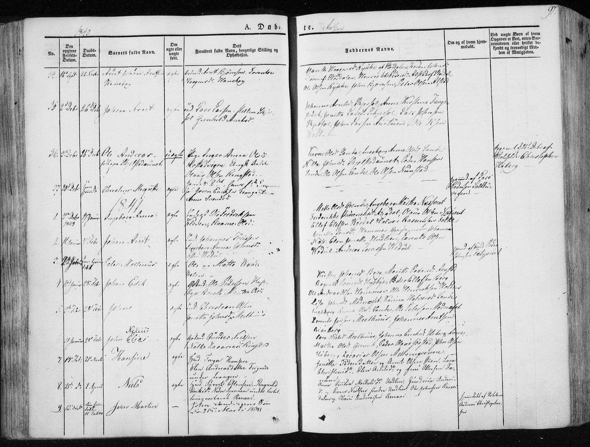 Ministerialprotokoller, klokkerbøker og fødselsregistre - Nord-Trøndelag, AV/SAT-A-1458/713/L0115: Parish register (official) no. 713A06, 1838-1851, p. 97