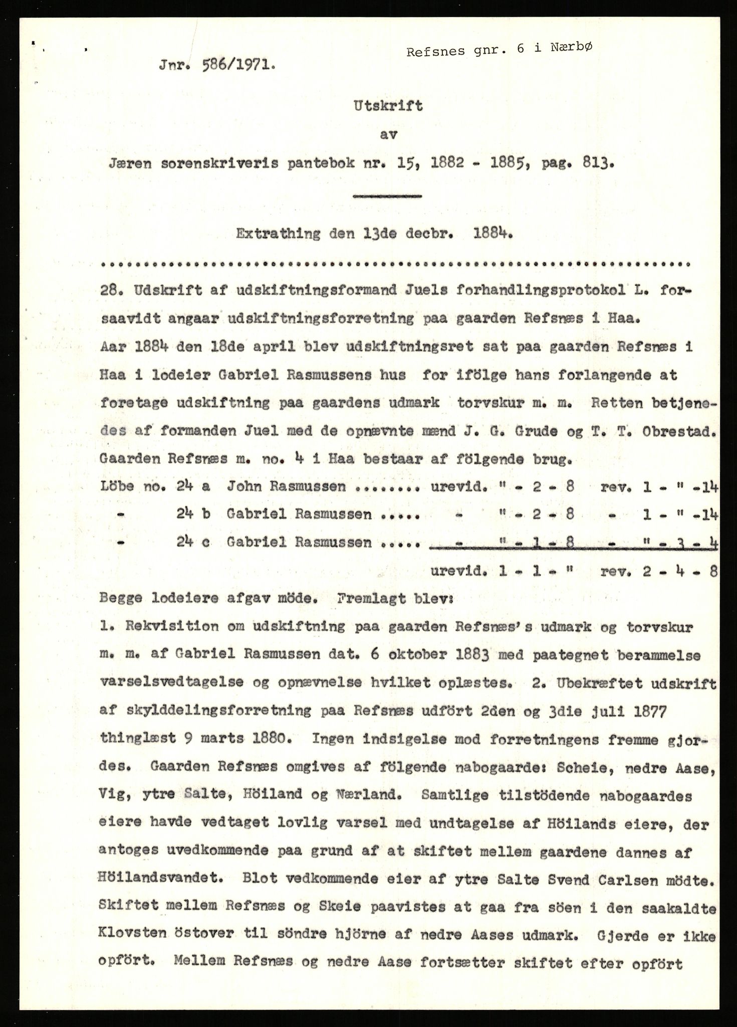 Statsarkivet i Stavanger, AV/SAST-A-101971/03/Y/Yj/L0068: Avskrifter sortert etter gårdsnavn: Refsnes - Risjell, 1750-1930, p. 2