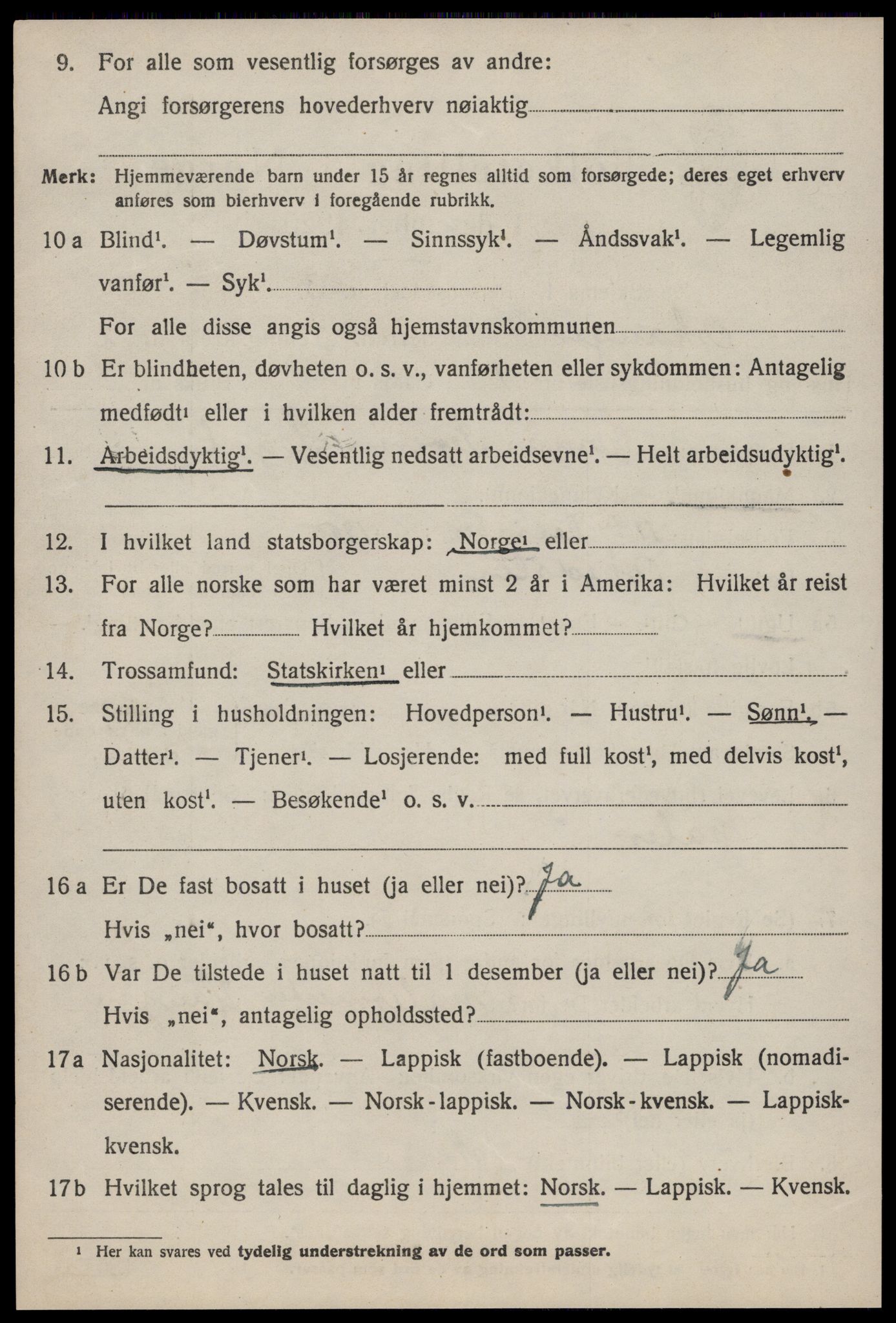 SAT, 1920 census for Orkanger, 1920, p. 1198