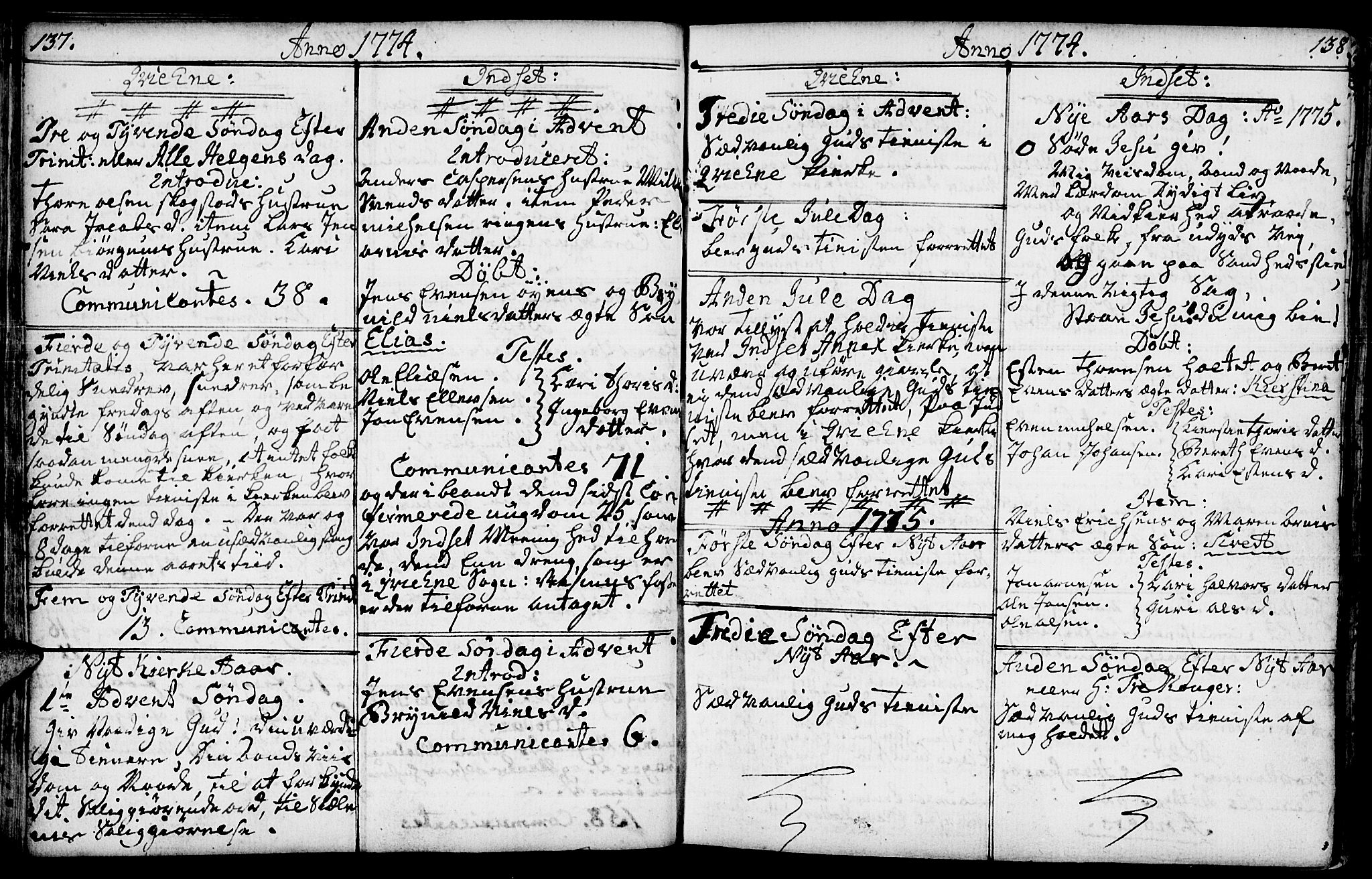 Kvikne prestekontor, SAH/PREST-064/H/Ha/Haa/L0002: Parish register (official) no. 2, 1764-1784, p. 137-138