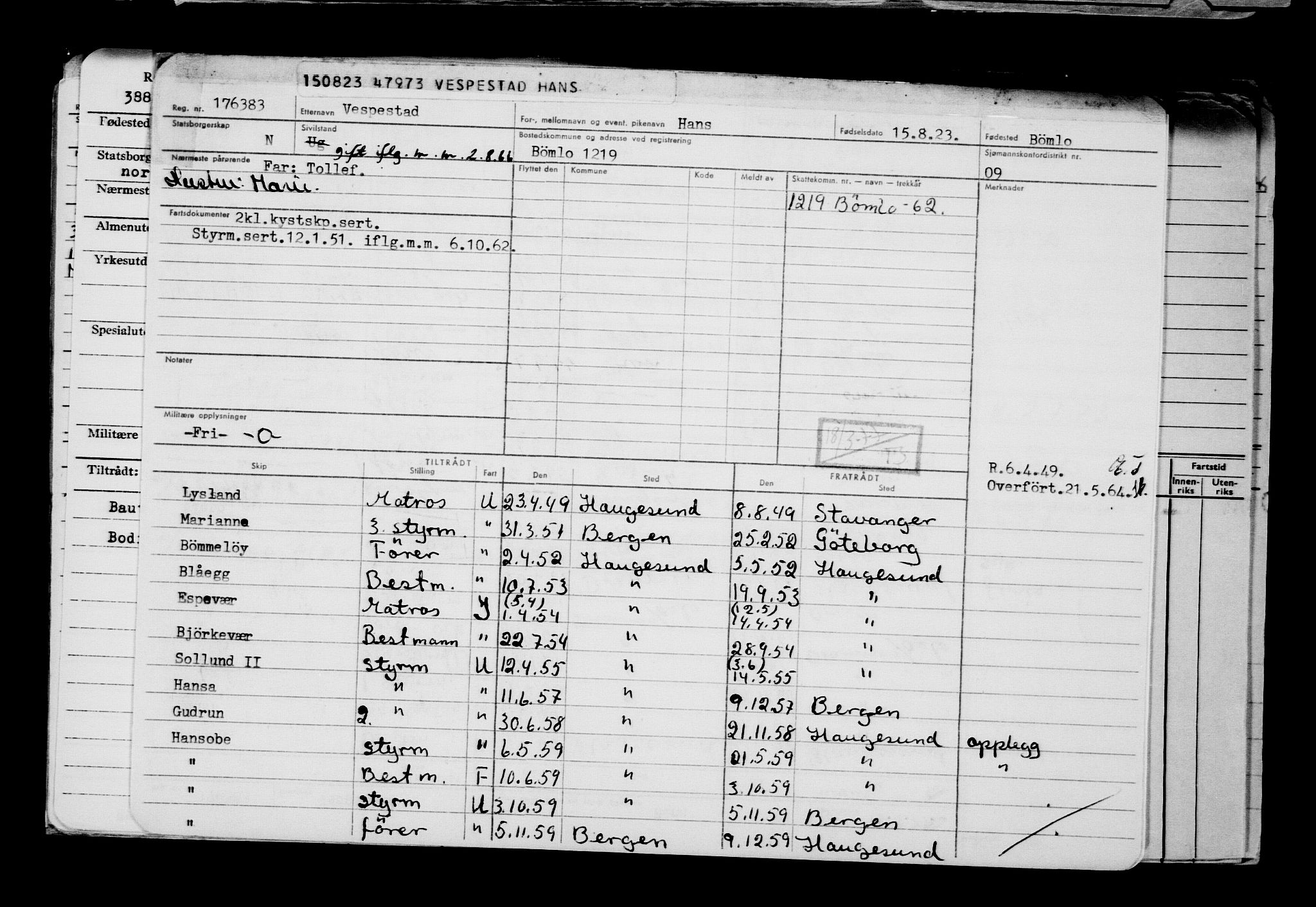 Direktoratet for sjømenn, AV/RA-S-3545/G/Gb/L0222: Hovedkort, 1923, p. 23