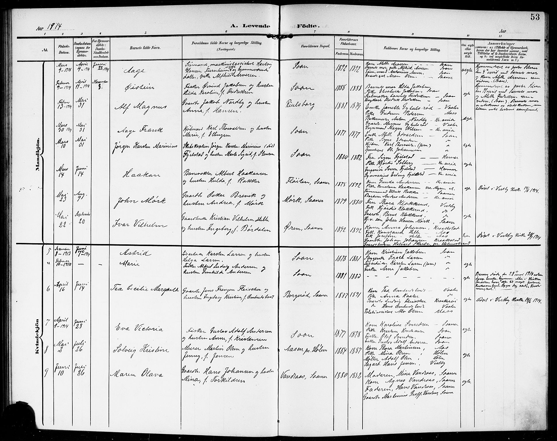 Vestby prestekontor Kirkebøker, AV/SAO-A-10893/G/Gb/L0002: Parish register (copy) no. II 2, 1903-1914, p. 53