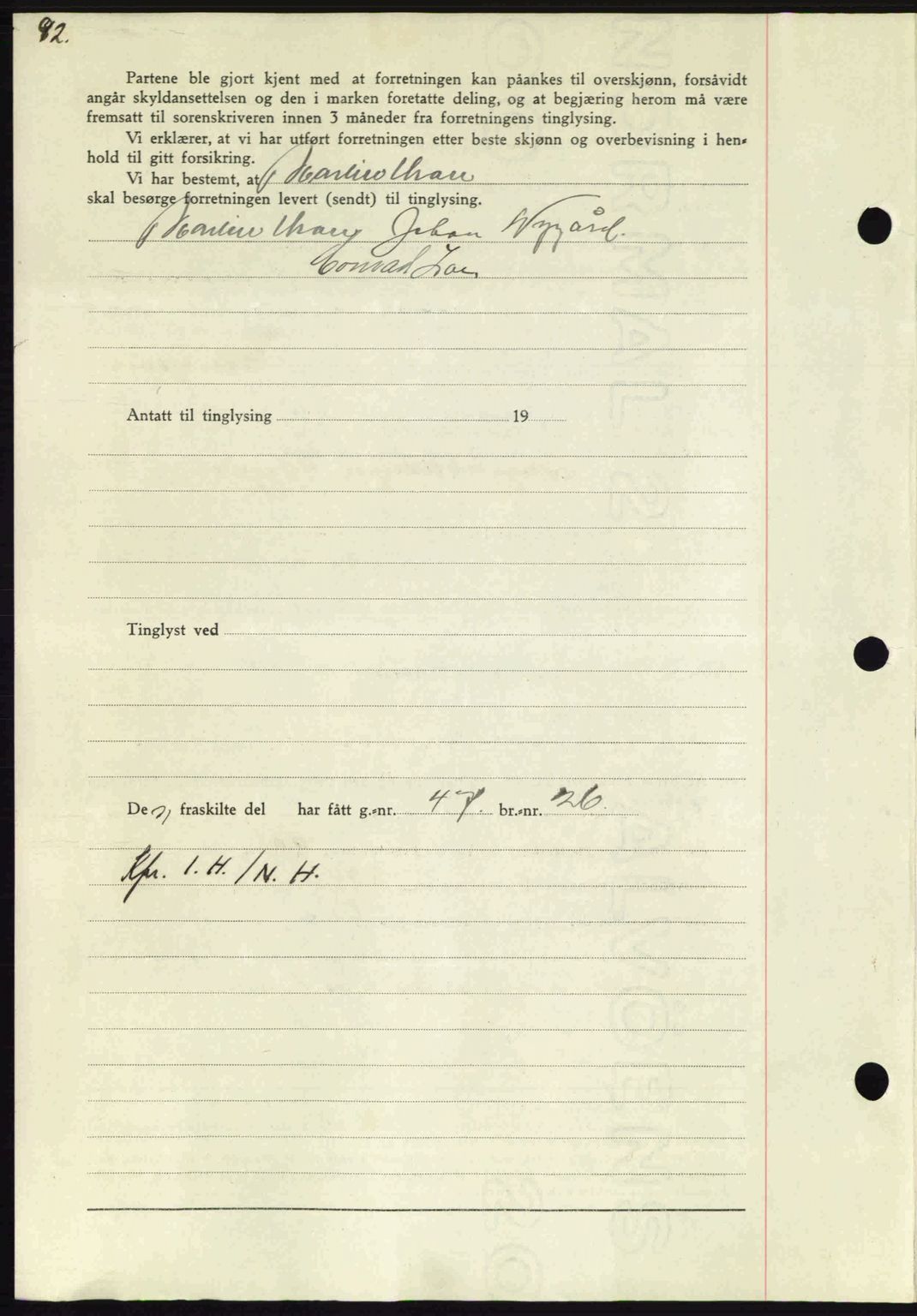 Nordmøre sorenskriveri, SAT/A-4132/1/2/2Ca: Mortgage book no. A96, 1943-1944, Diary no: : 2075/1943