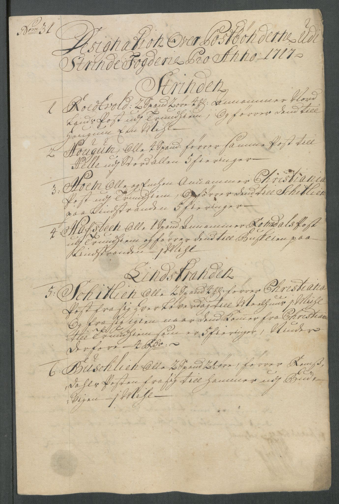 Rentekammeret inntil 1814, Reviderte regnskaper, Fogderegnskap, RA/EA-4092/R61/L4116: Fogderegnskap Strinda og Selbu, 1717-1718, p. 219