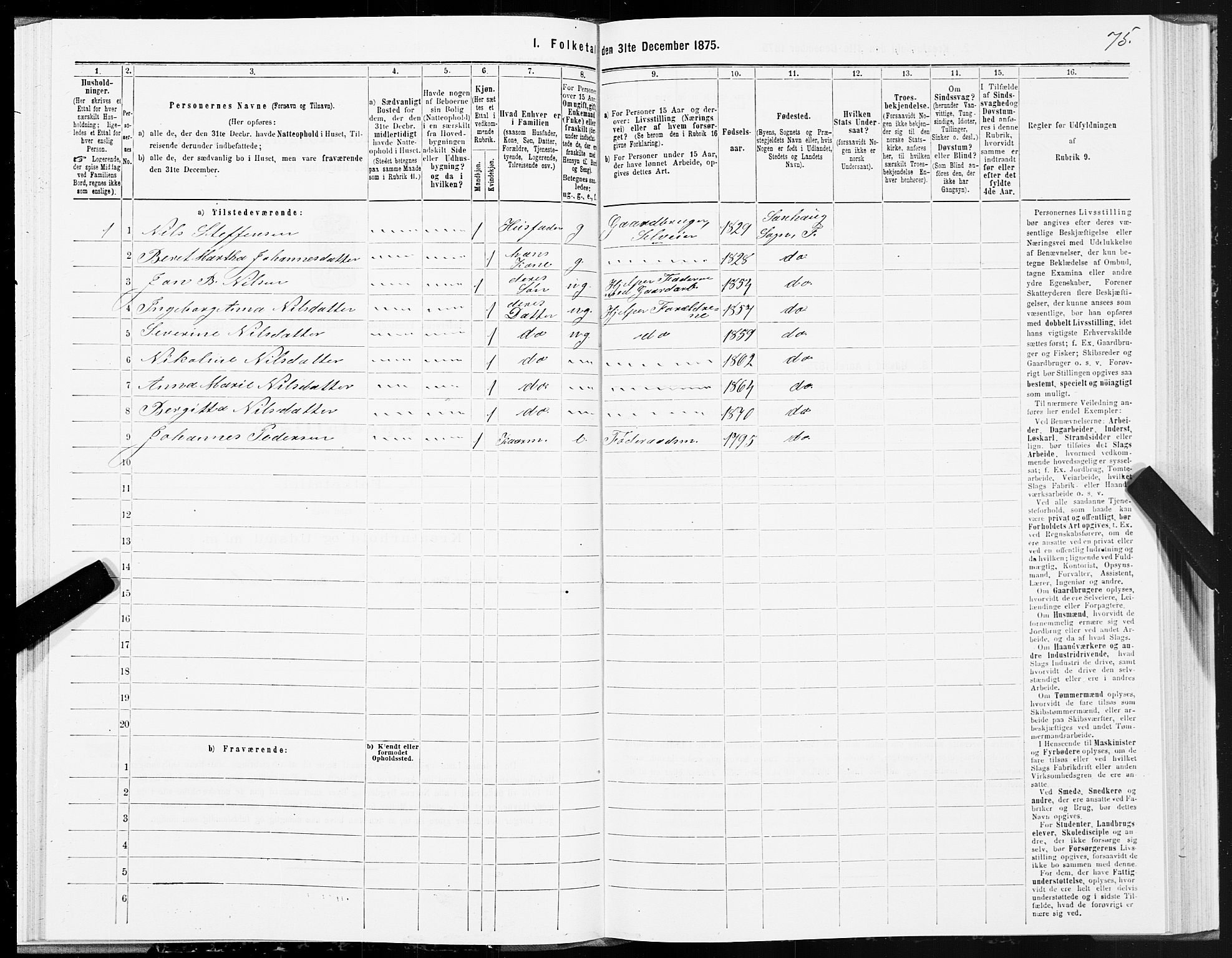 SAT, 1875 census for 1729P Inderøy, 1875, p. 4075