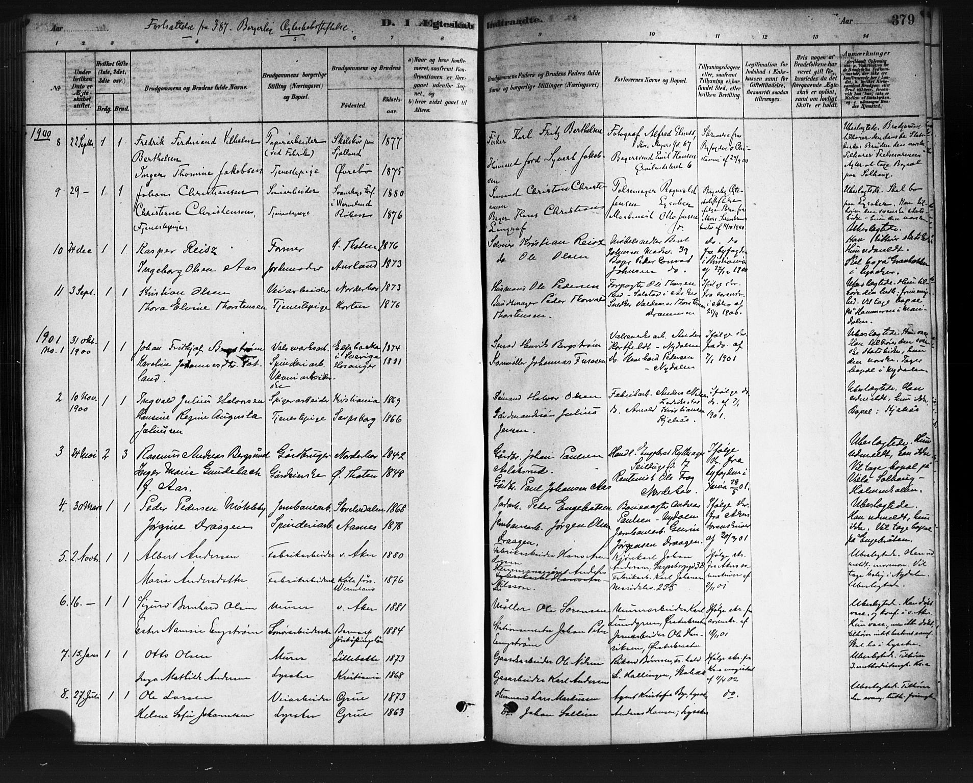 Vestre Aker prestekontor Kirkebøker, SAO/A-10025/F/Fa/L0008: Parish register (official) no. 8, 1878-1903, p. 379