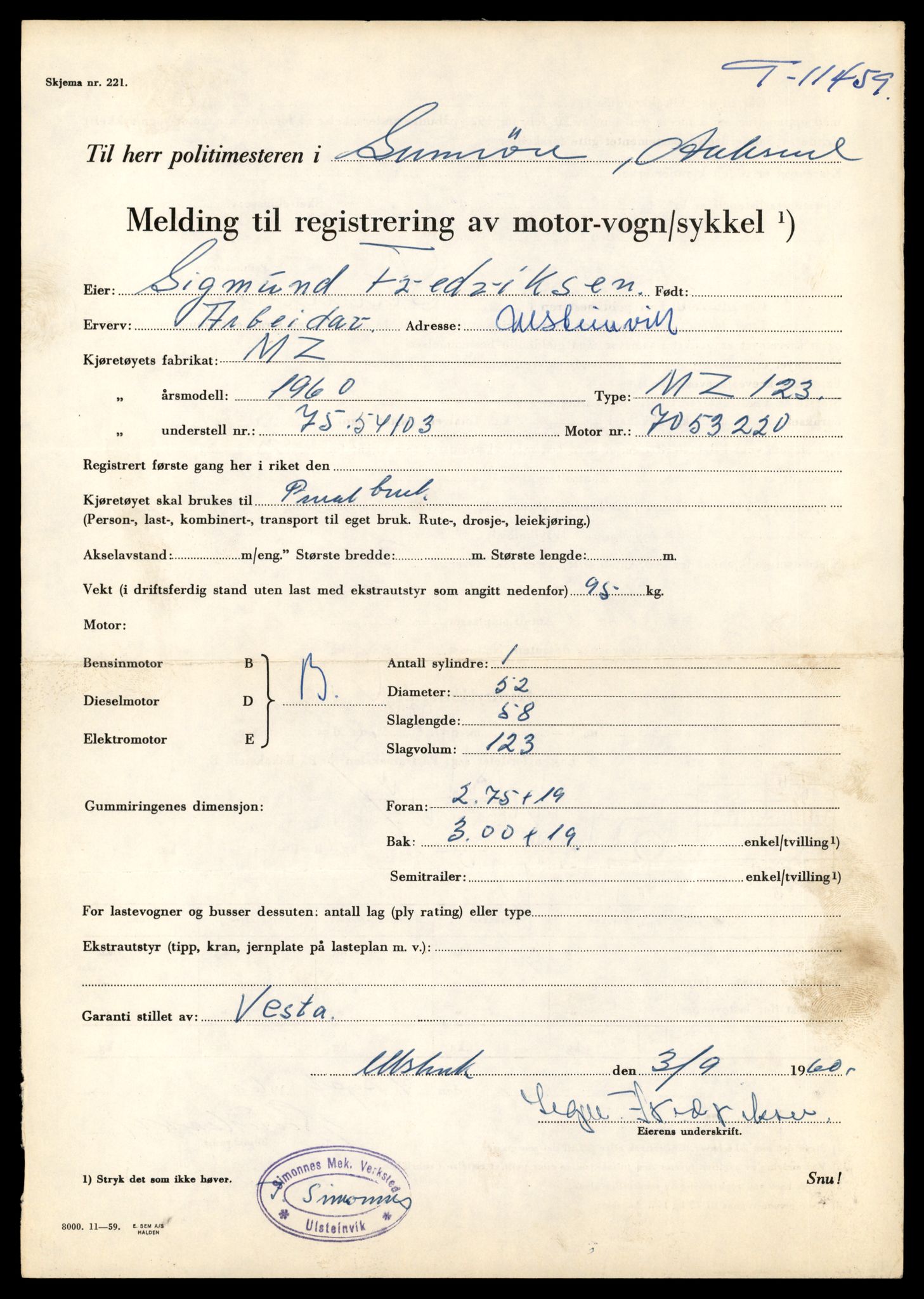 Møre og Romsdal vegkontor - Ålesund trafikkstasjon, SAT/A-4099/F/Fe/L0029: Registreringskort for kjøretøy T 11430 - T 11619, 1927-1998, p. 599