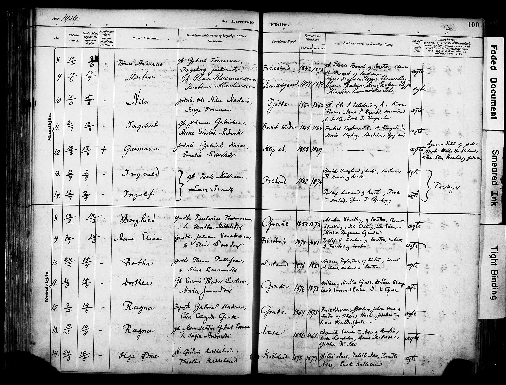 Klepp sokneprestkontor, AV/SAST-A-101803/001/3/30BA/L0009: Parish register (official) no. A 7, 1886-1915, p. 100