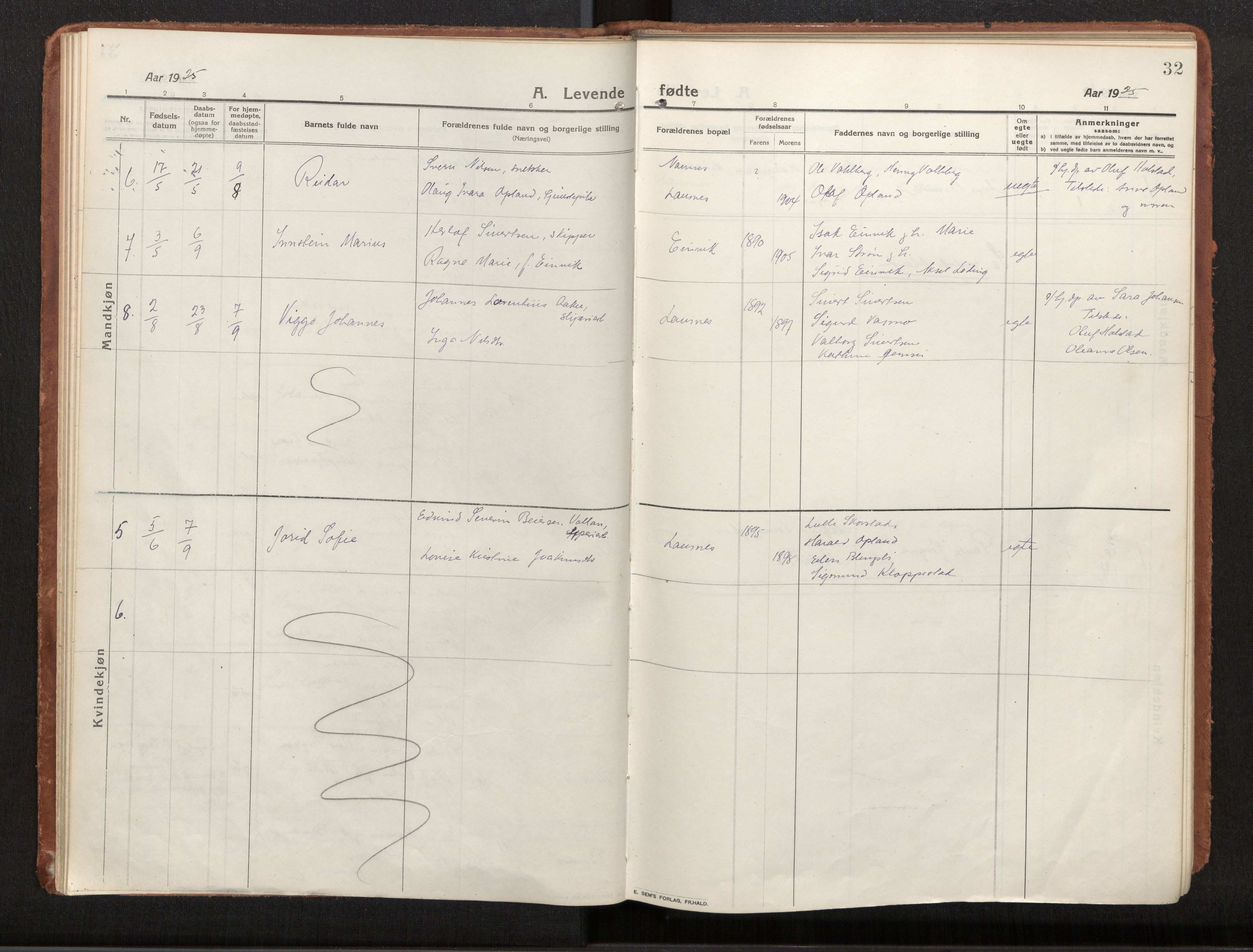Ministerialprotokoller, klokkerbøker og fødselsregistre - Nord-Trøndelag, SAT/A-1458/772/L0604: Parish register (official) no. 772A02, 1913-1937, p. 32