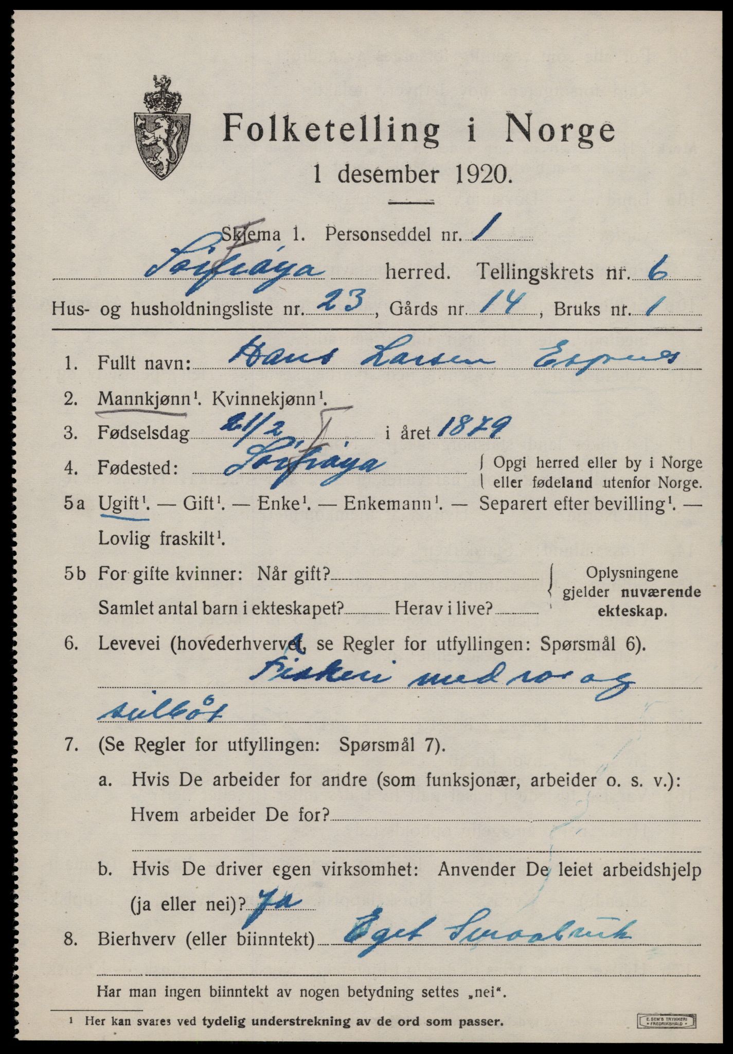 SAT, 1920 census for Sør-Frøya, 1920, p. 5437