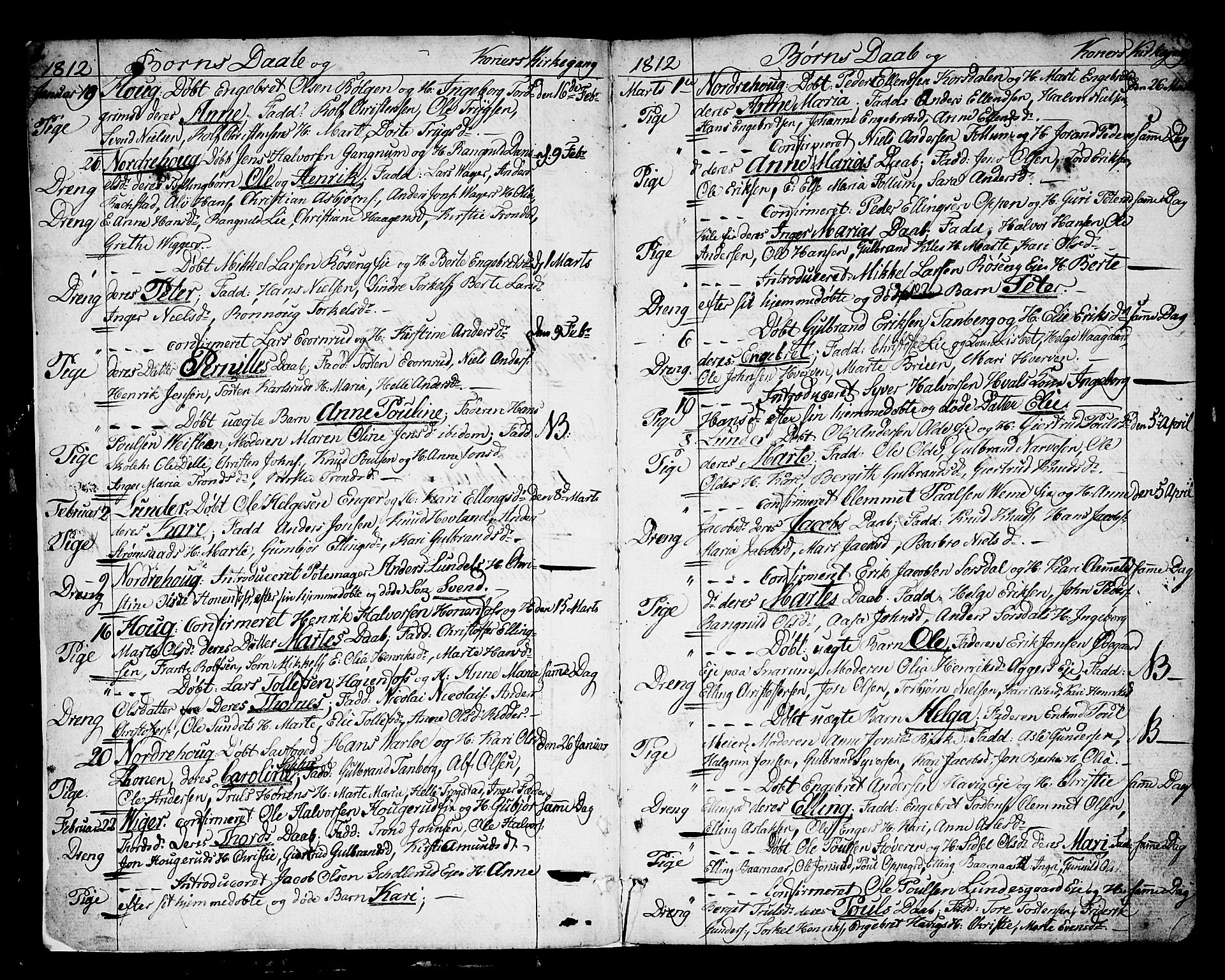 Norderhov kirkebøker, SAKO/A-237/F/Fa/L0007: Parish register (official) no. 7, 1812-1814, p. 1