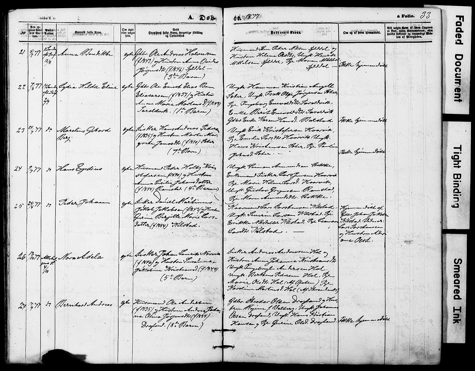 Ministerialprotokoller, klokkerbøker og fødselsregistre - Nordland, AV/SAT-A-1459/865/L0930: Parish register (copy) no. 865C02, 1866-1884, p. 33