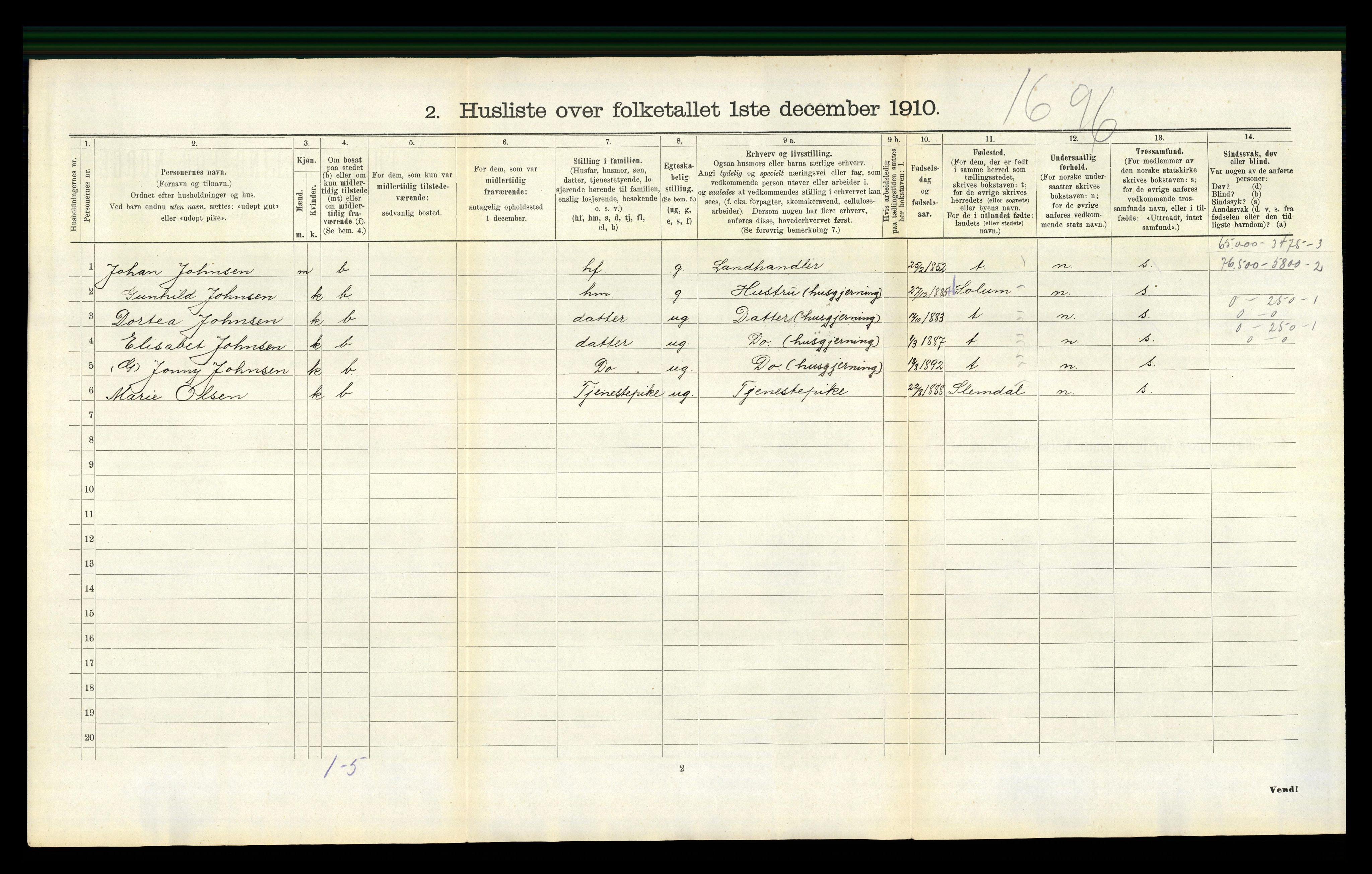 RA, 1910 census for Holla, 1910, p. 624