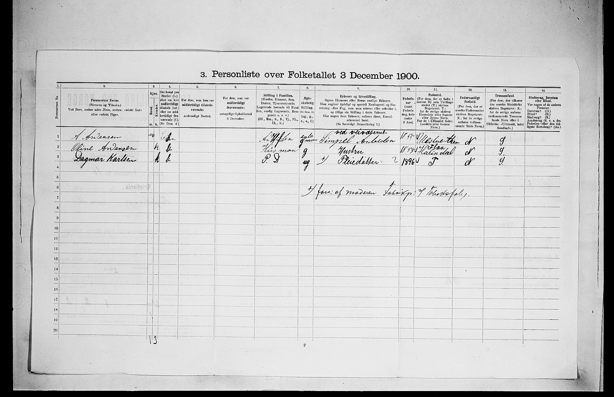 SAO, 1900 census for Kristiania, 1900, p. 26710