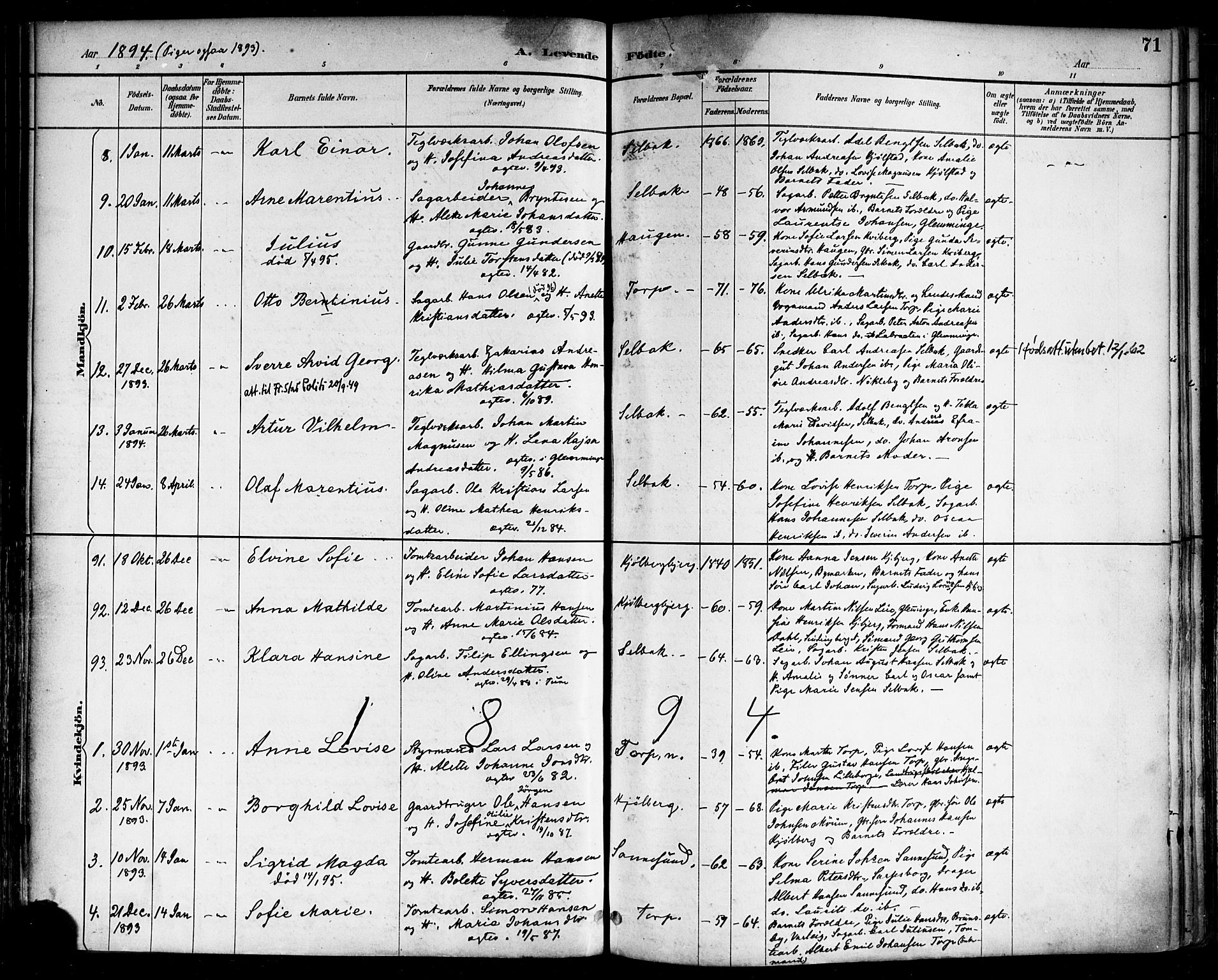 Borge prestekontor Kirkebøker, SAO/A-10903/F/Fa/L0008: Parish register (official) no. I 8A, 1887-1902, p. 71