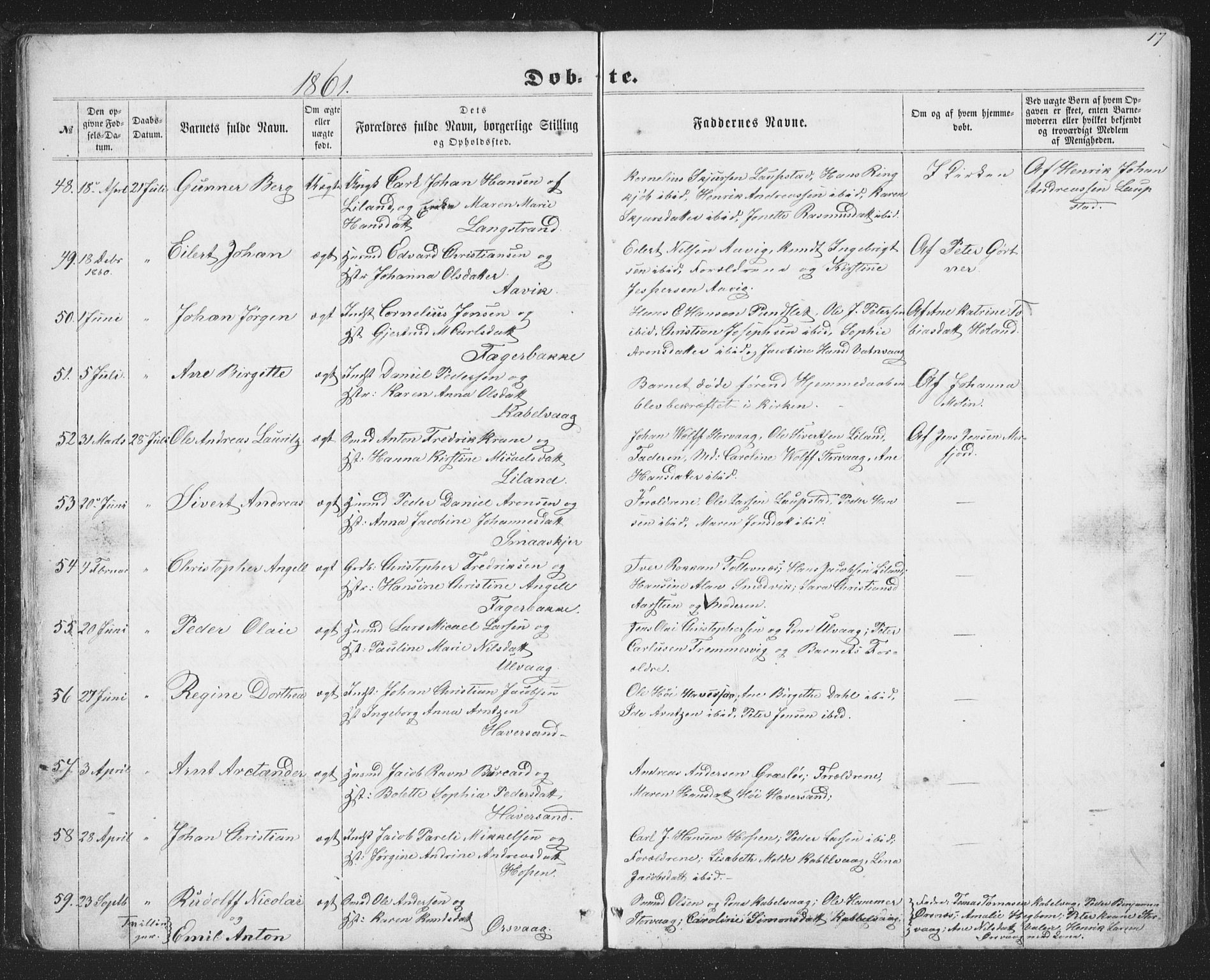 Ministerialprotokoller, klokkerbøker og fødselsregistre - Nordland, SAT/A-1459/874/L1073: Parish register (copy) no. 874C02, 1860-1870, p. 17