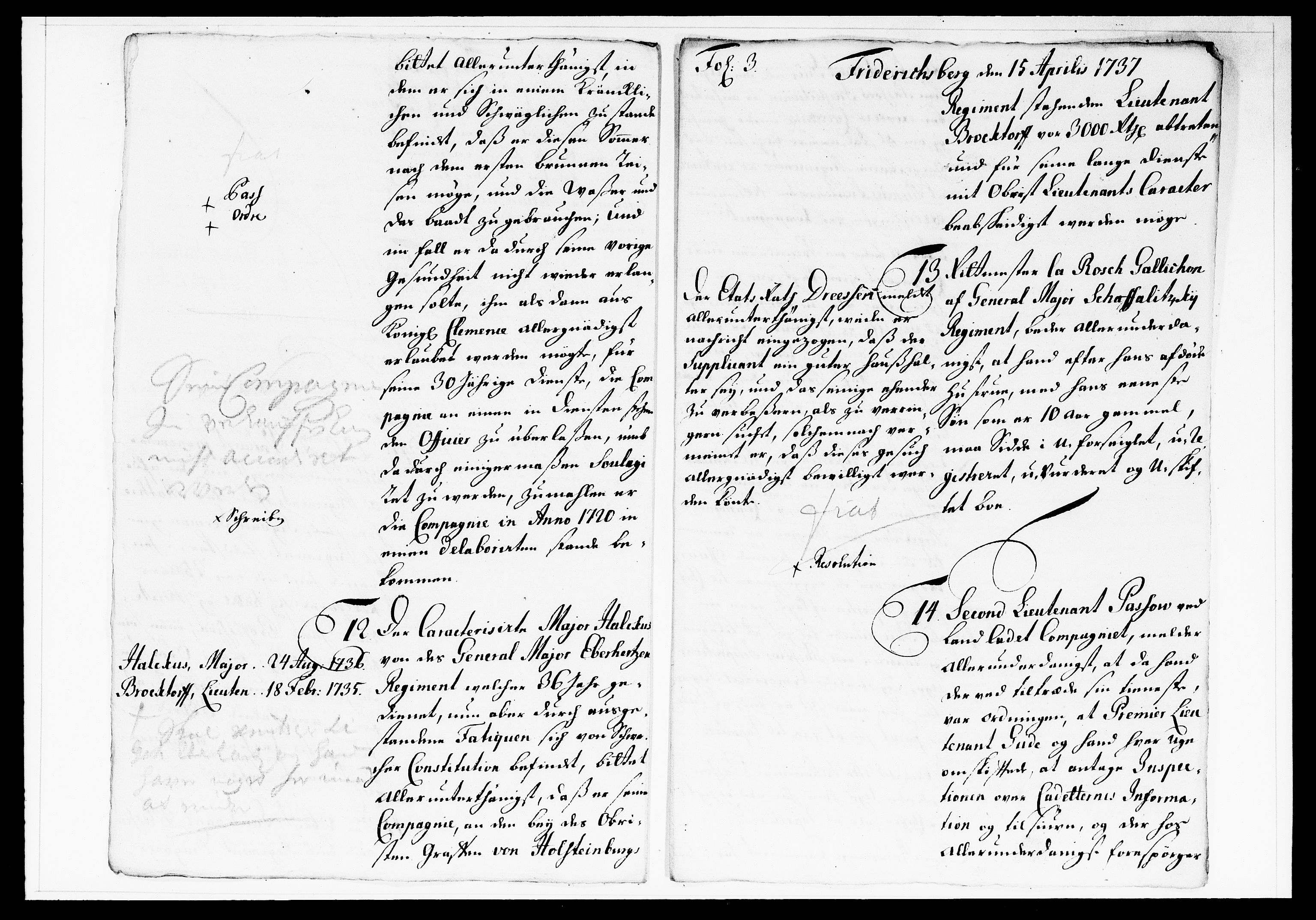 Krigskollegiet, Krigskancelliet, DRA/A-0006/-/1138-1142: Refererede sager, 1737, p. 137