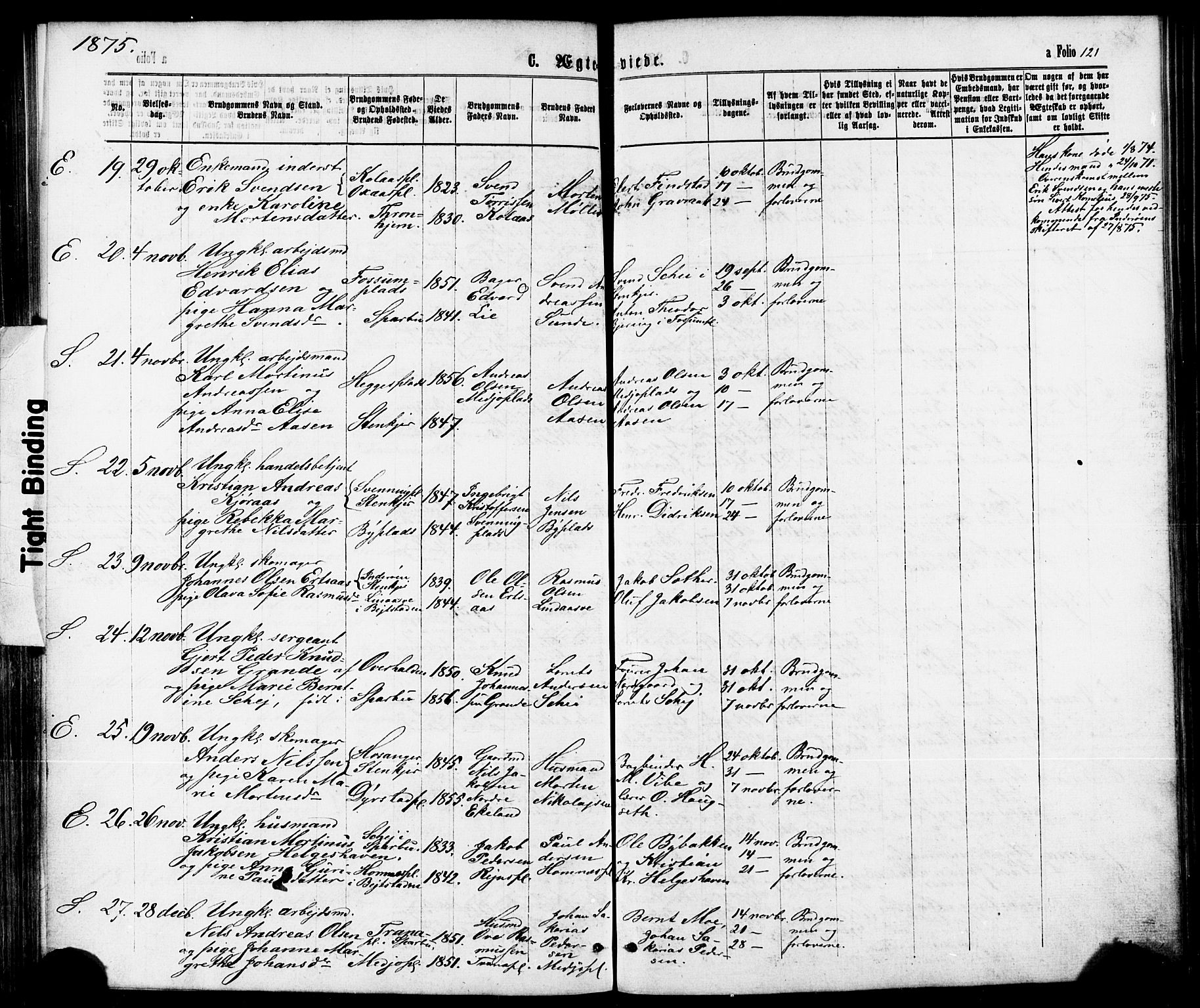 Ministerialprotokoller, klokkerbøker og fødselsregistre - Nord-Trøndelag, AV/SAT-A-1458/739/L0370: Parish register (official) no. 739A02, 1868-1881, p. 121