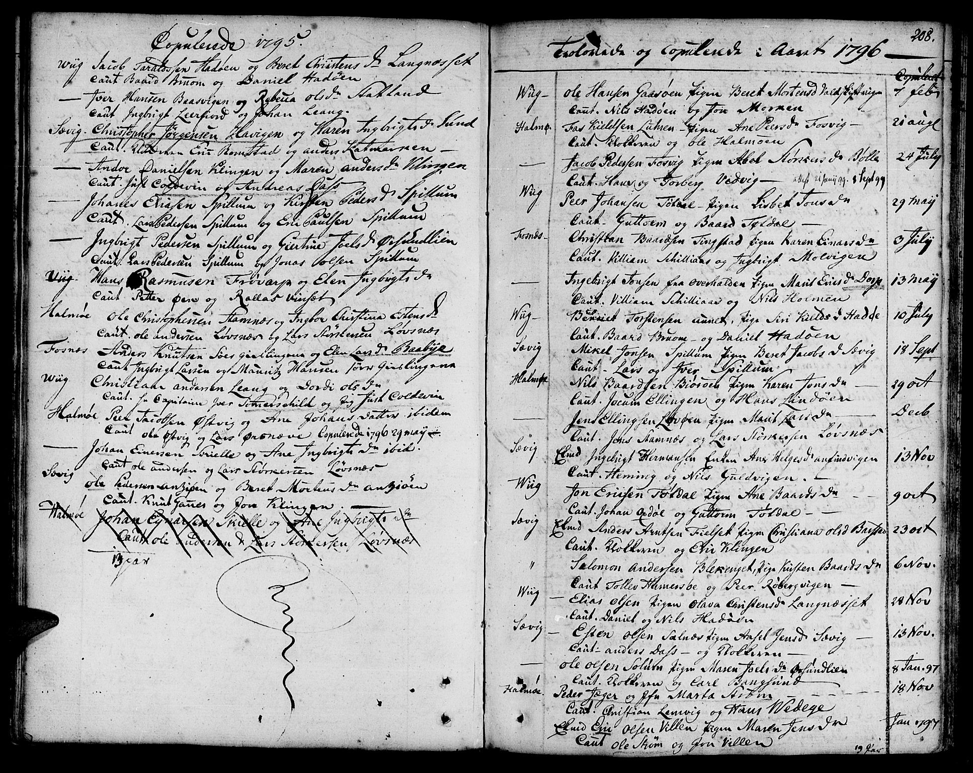 Ministerialprotokoller, klokkerbøker og fødselsregistre - Nord-Trøndelag, SAT/A-1458/773/L0608: Parish register (official) no. 773A02, 1784-1816, p. 208