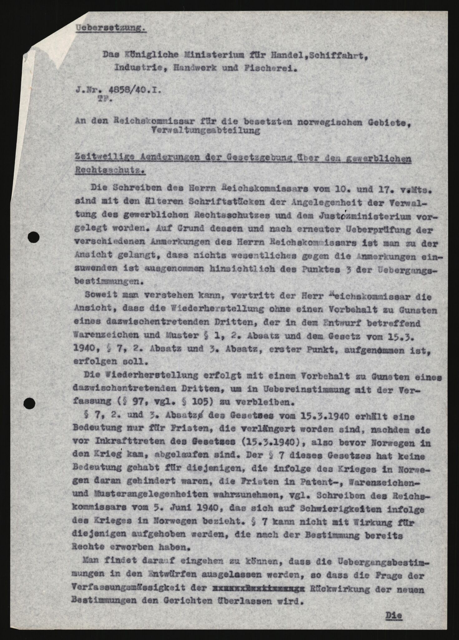 Forsvarets Overkommando. 2 kontor. Arkiv 11.4. Spredte tyske arkivsaker, AV/RA-RAFA-7031/D/Dar/Darb/L0013: Reichskommissariat - Hauptabteilung Vervaltung, 1917-1942, p. 1509