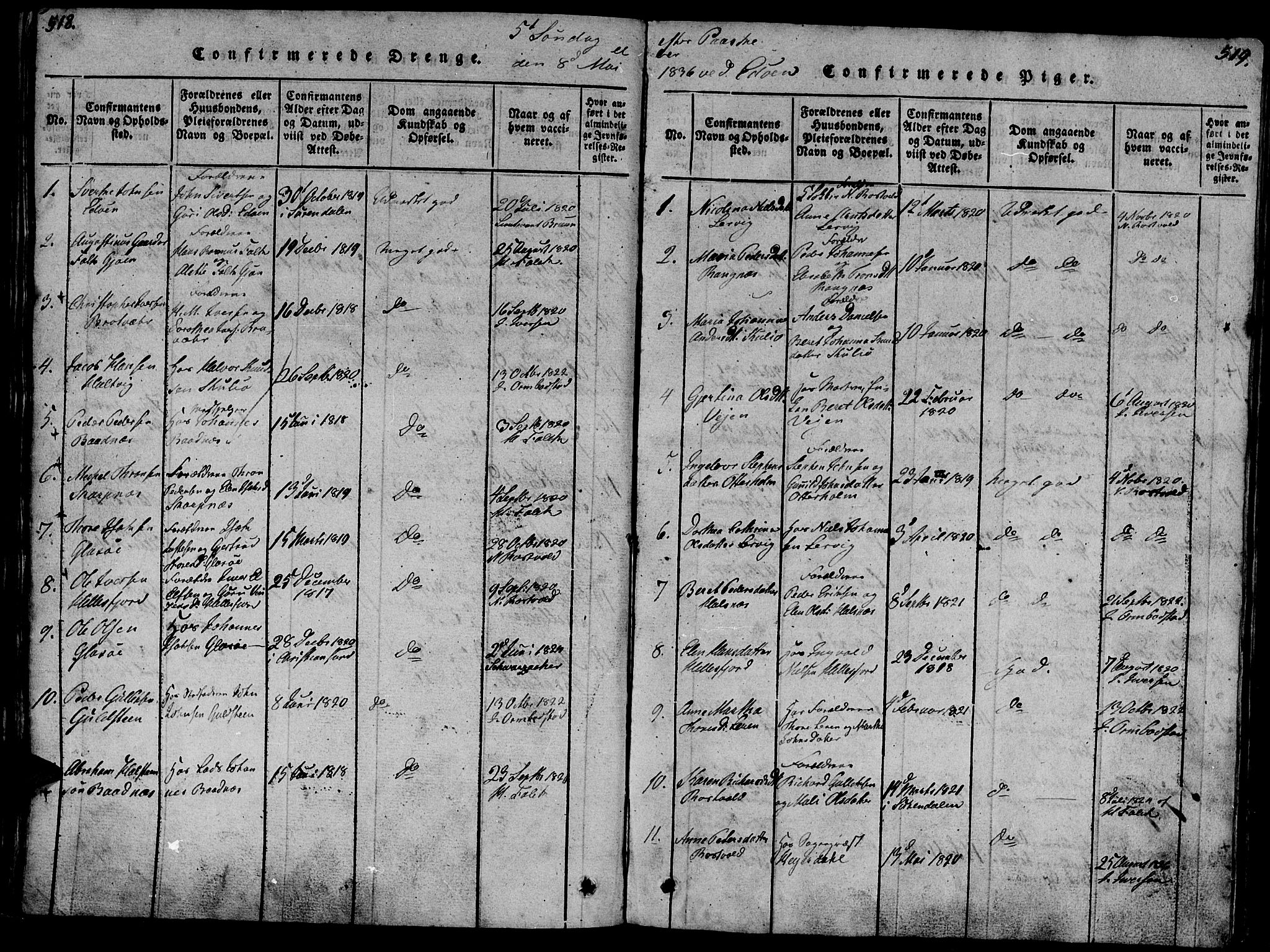 Ministerialprotokoller, klokkerbøker og fødselsregistre - Møre og Romsdal, AV/SAT-A-1454/581/L0933: Parish register (official) no. 581A03 /1, 1819-1836, p. 518-519