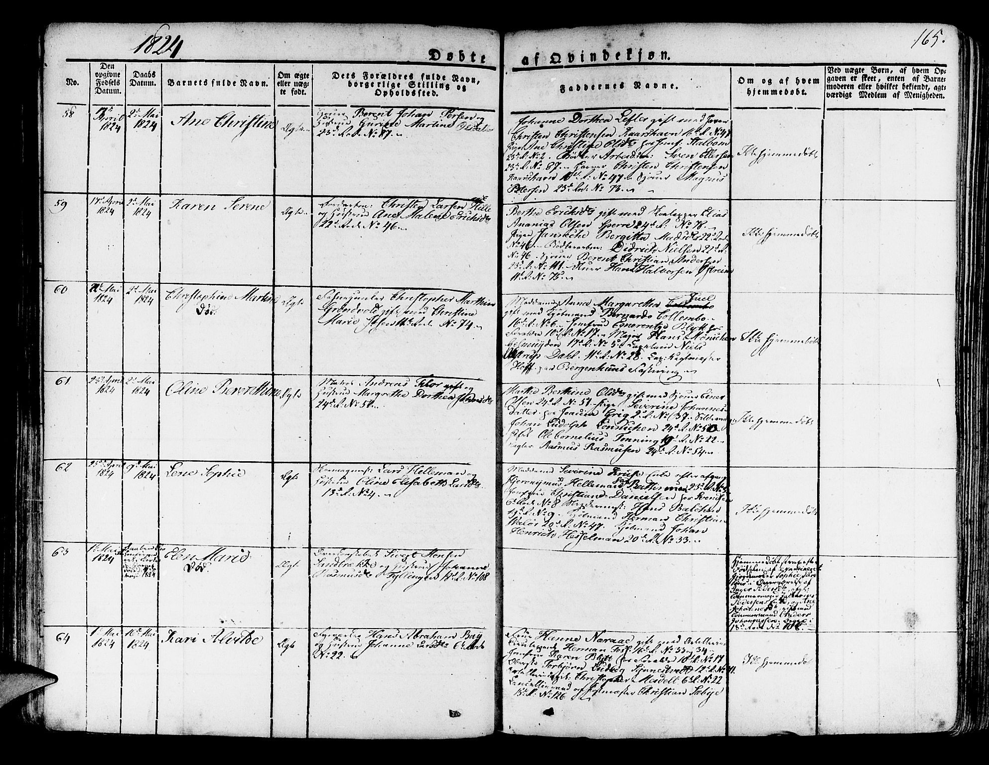 Korskirken sokneprestembete, AV/SAB-A-76101/H/Haa/L0014: Parish register (official) no. A 14, 1823-1835, p. 165