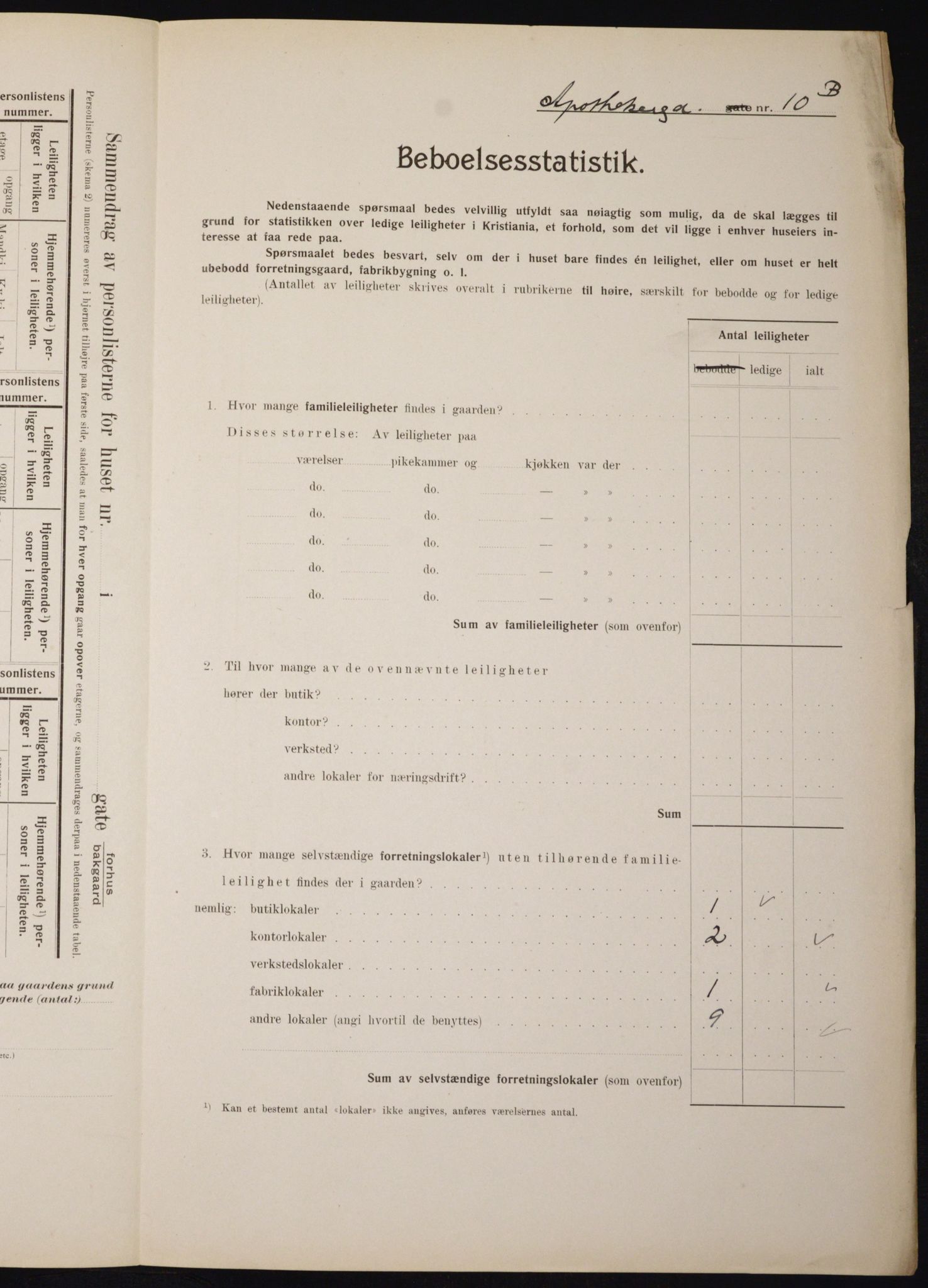 OBA, Municipal Census 1910 for Kristiania, 1910, p. 1290