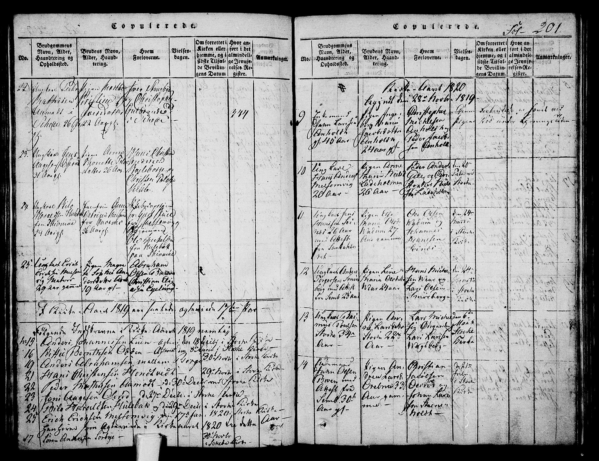 Stokke kirkebøker, SAKO/A-320/F/Fa/L0005: Parish register (official) no. I 5, 1815-1826, p. 201