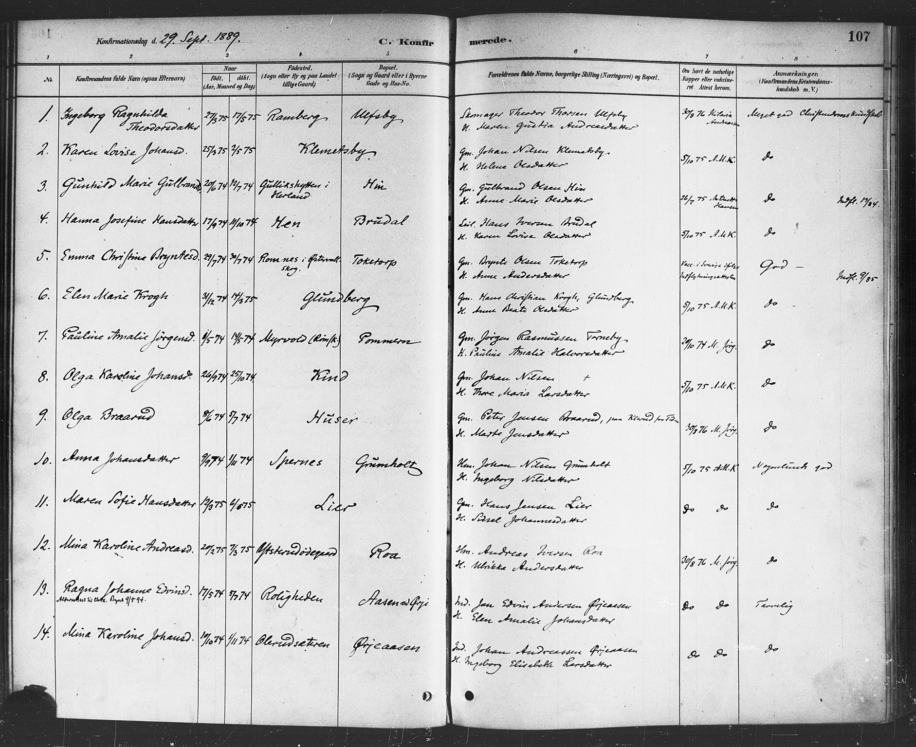 Rødenes prestekontor Kirkebøker, AV/SAO-A-2005/F/Fa/L0009: Parish register (official) no. I 9, 1880-1889, p. 107