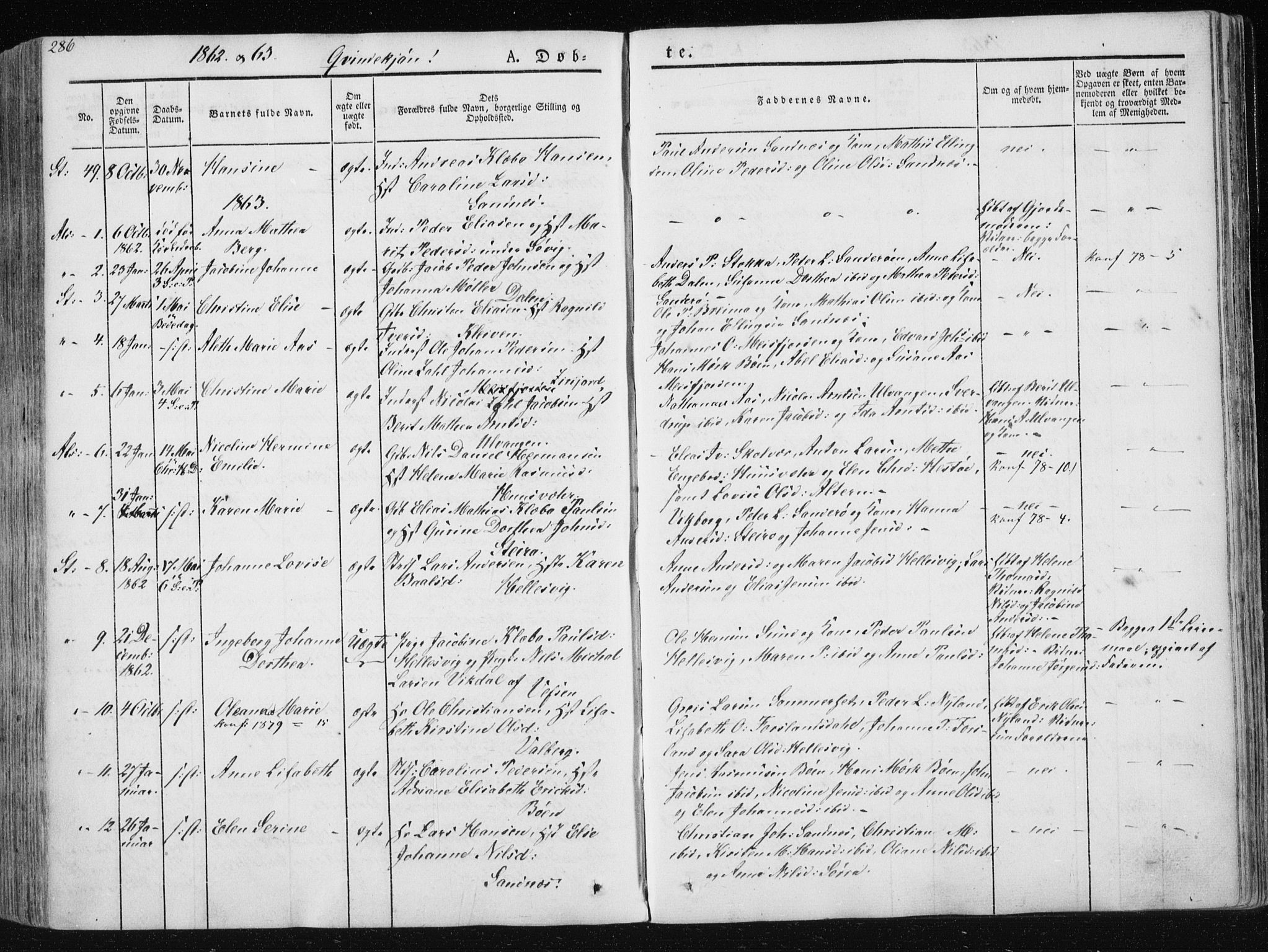 Ministerialprotokoller, klokkerbøker og fødselsregistre - Nordland, SAT/A-1459/830/L0446: Parish register (official) no. 830A10, 1831-1865, p. 286