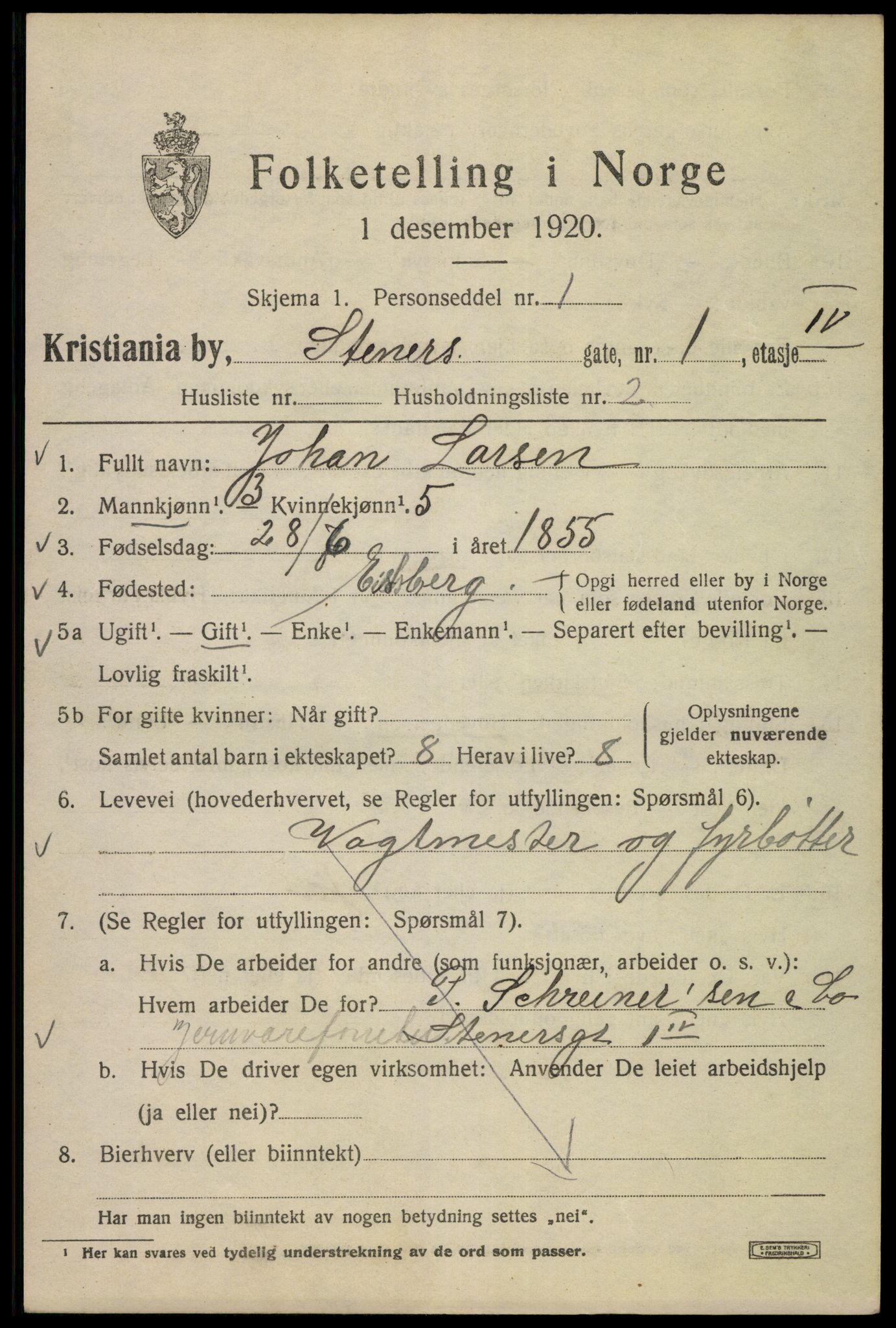 SAO, 1920 census for Kristiania, 1920, p. 539737