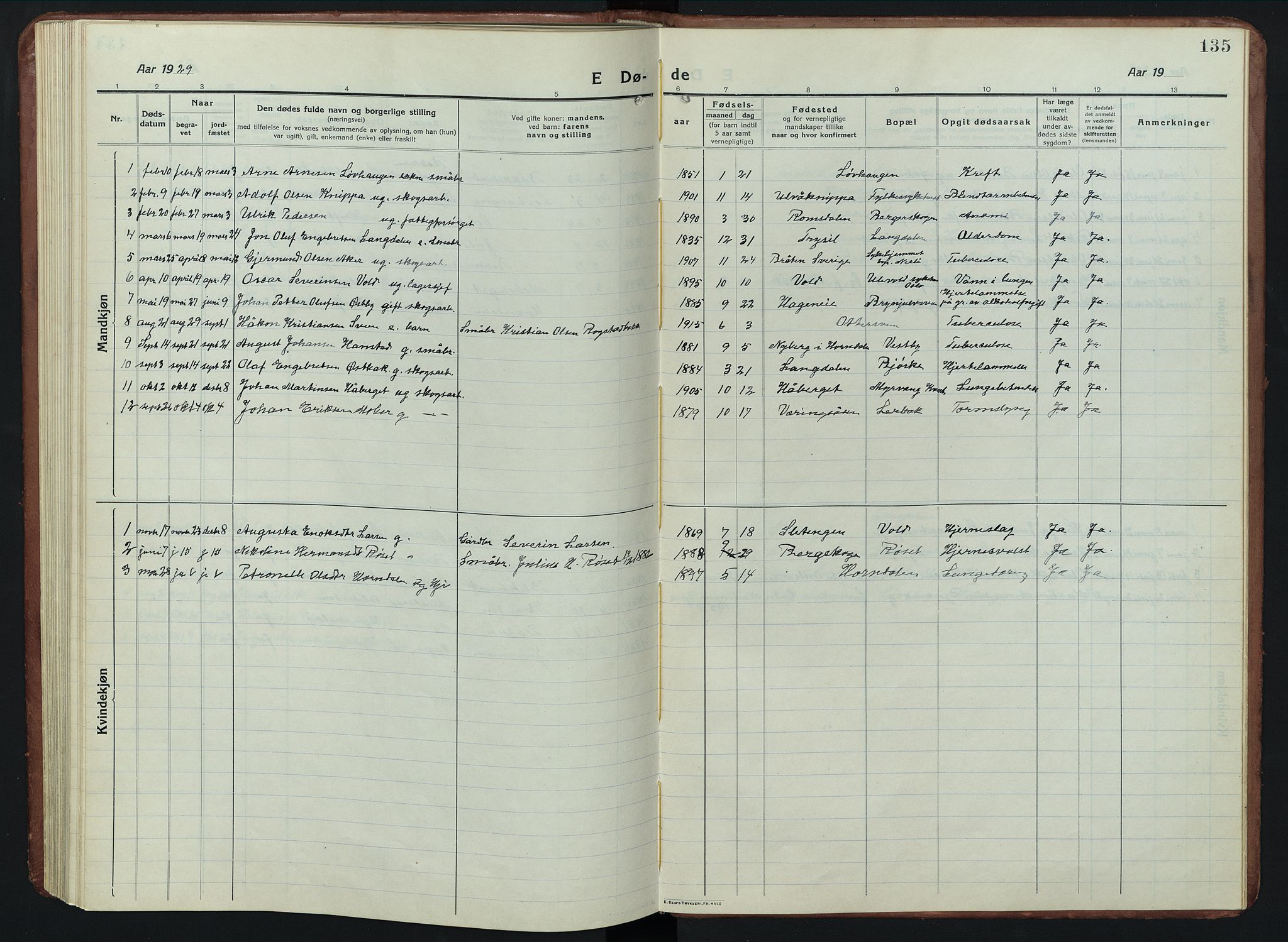 Elverum prestekontor, AV/SAH-PREST-044/H/Ha/Hab/L0011: Parish register (copy) no. 11, 1915-1947, p. 135