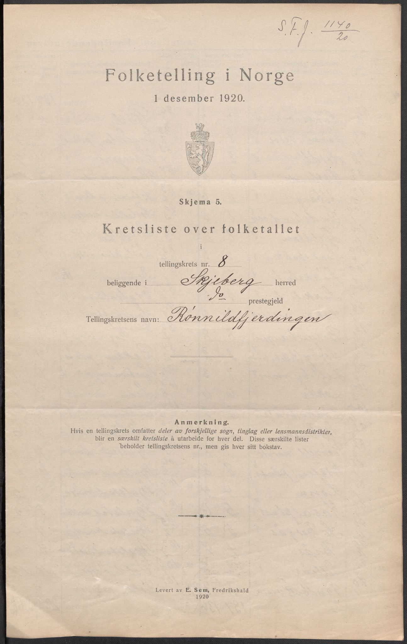 SAO, 1920 census for Skjeberg, 1920, p. 32