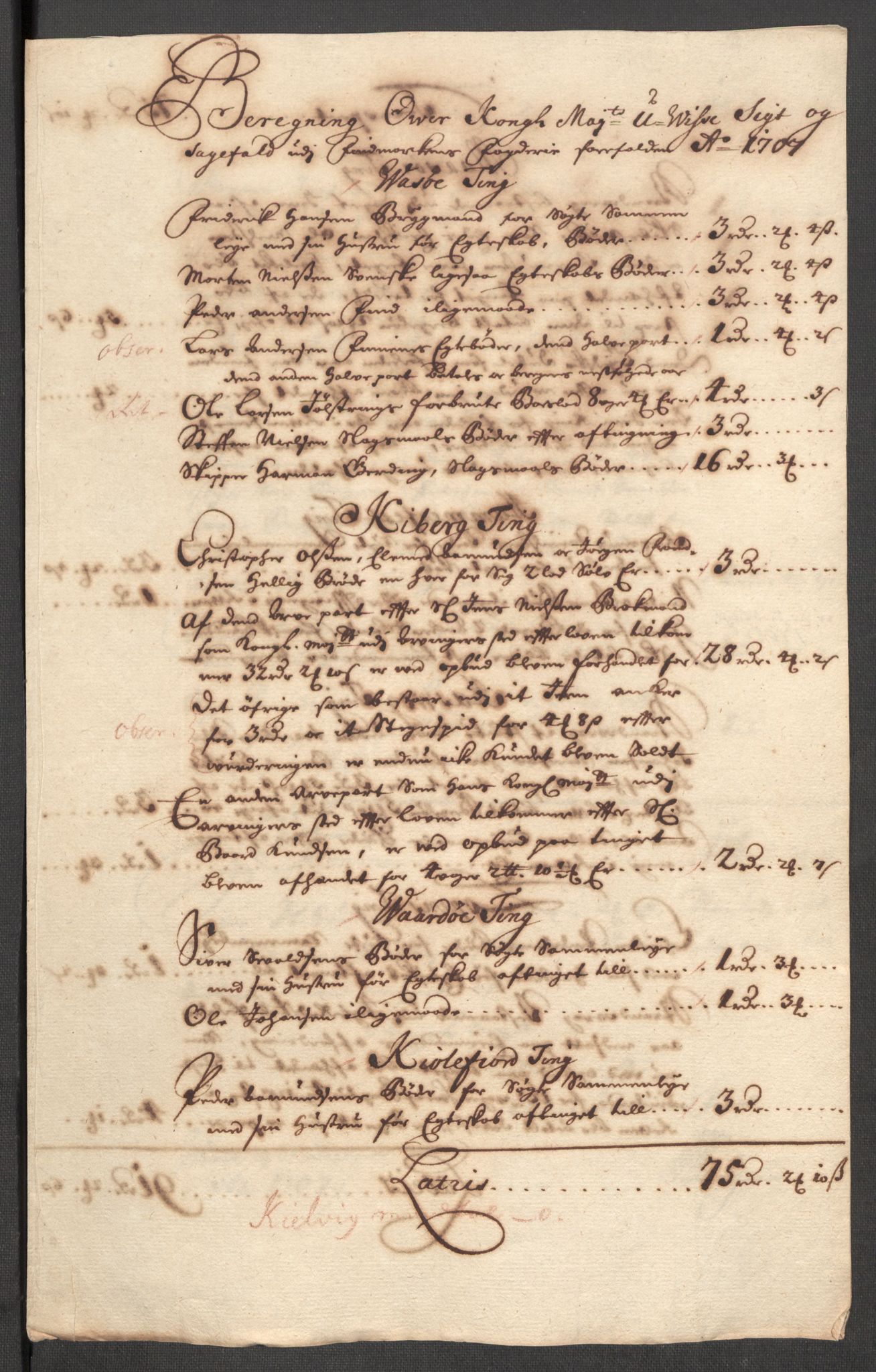 Rentekammeret inntil 1814, Reviderte regnskaper, Fogderegnskap, AV/RA-EA-4092/R69/L4854: Fogderegnskap Finnmark/Vardøhus, 1707-1708, p. 95