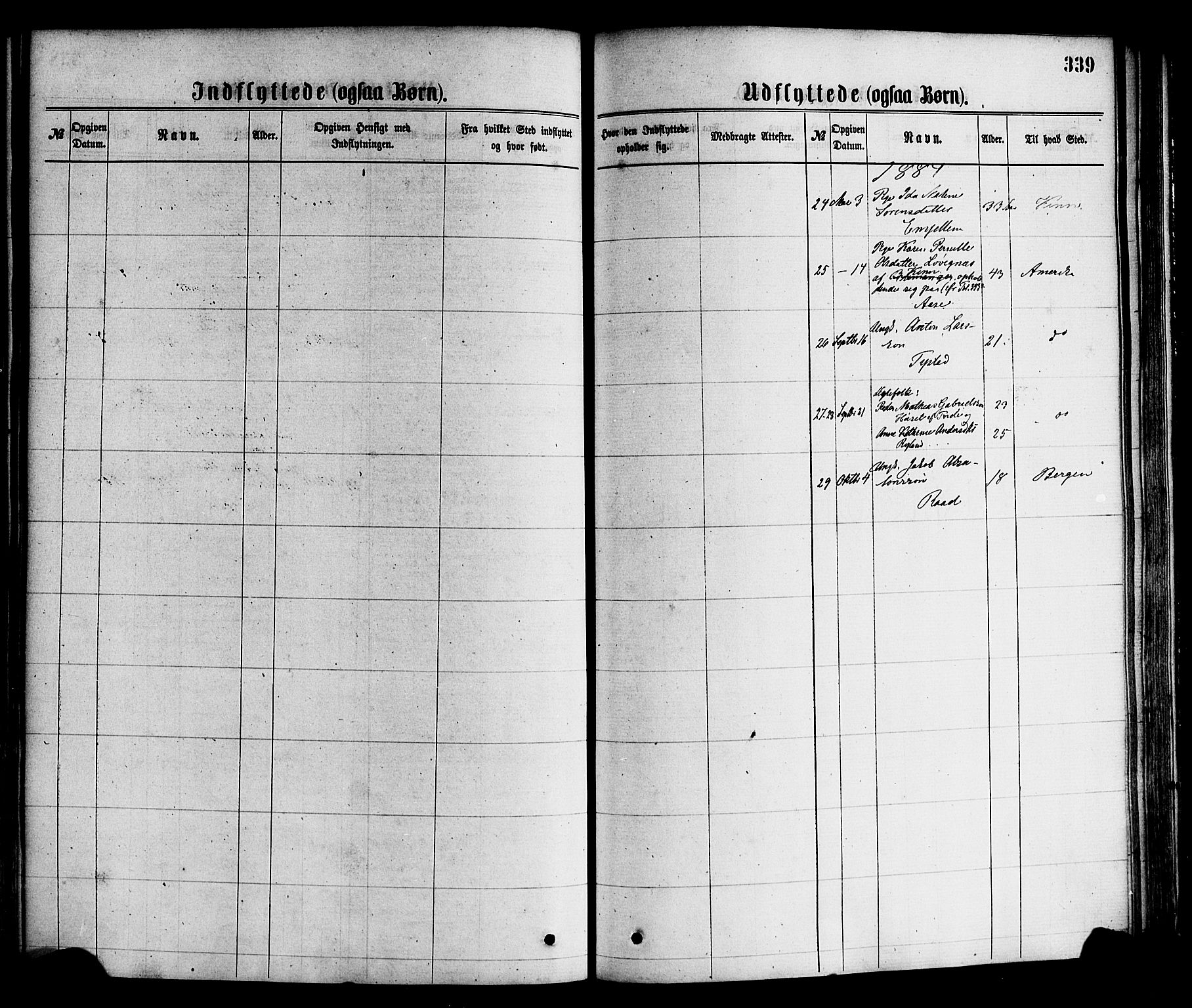 Gloppen sokneprestembete, SAB/A-80101/H/Haa/Haaa/L0010: Parish register (official) no. A 10, 1871-1884, p. 339
