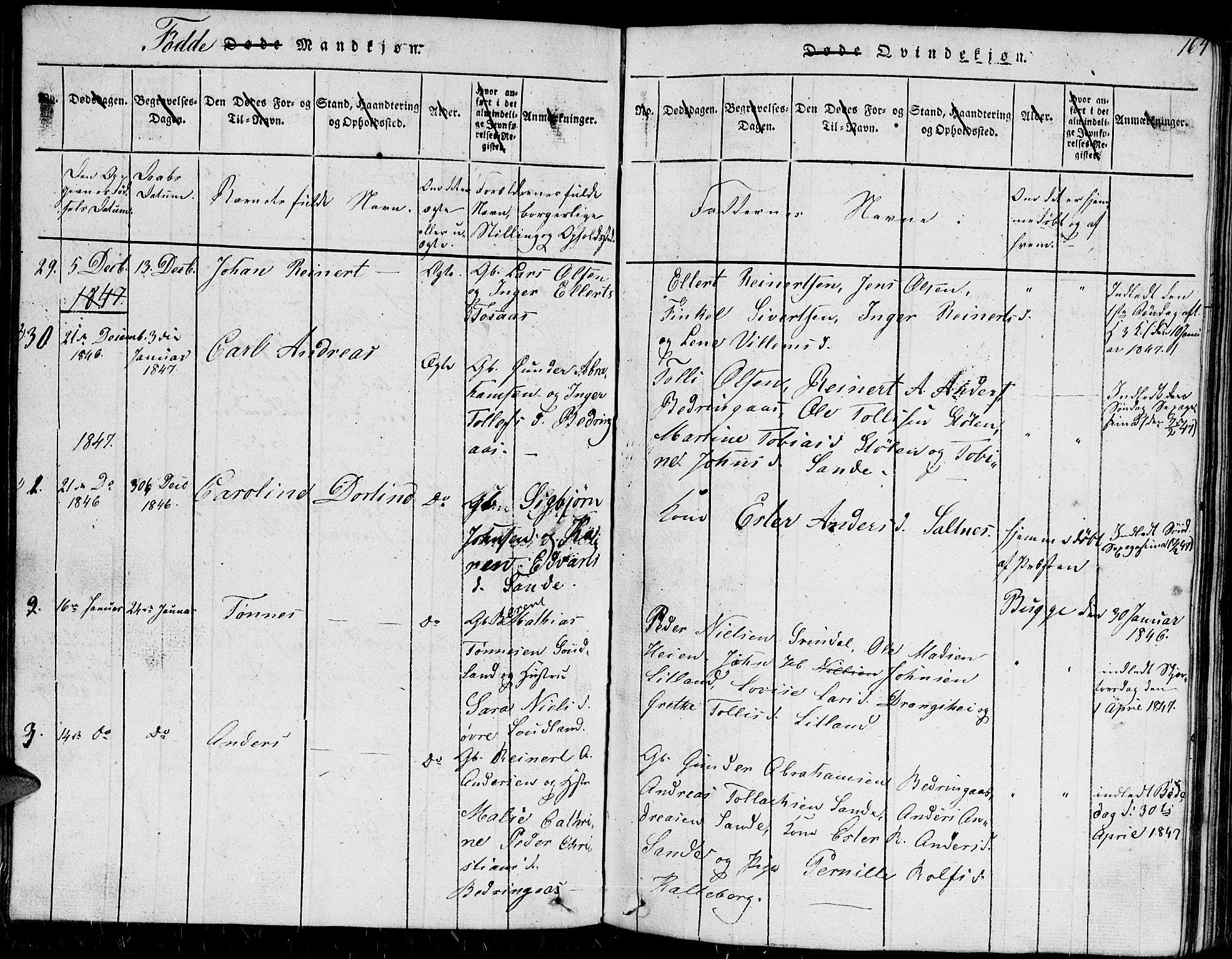 Herad sokneprestkontor, AV/SAK-1111-0018/F/Fb/Fba/L0001: Parish register (copy) no. B 1, 1815-1852, p. 164