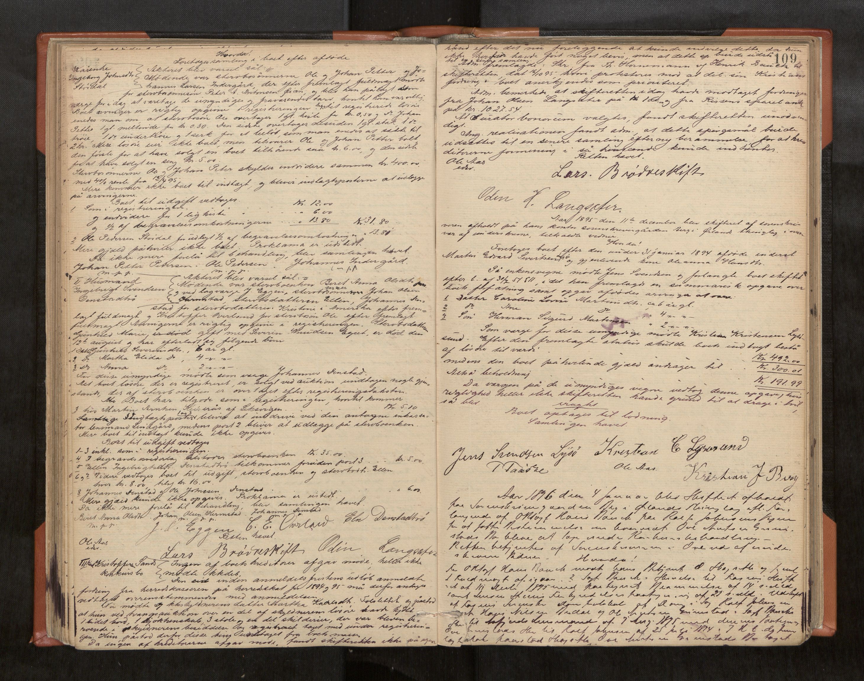 Fosen sorenskriveri, AV/SAT-A-1107/1/3/3B/L0006: Skiftebehandlingsprotokoll, 1890-1902, p. 109