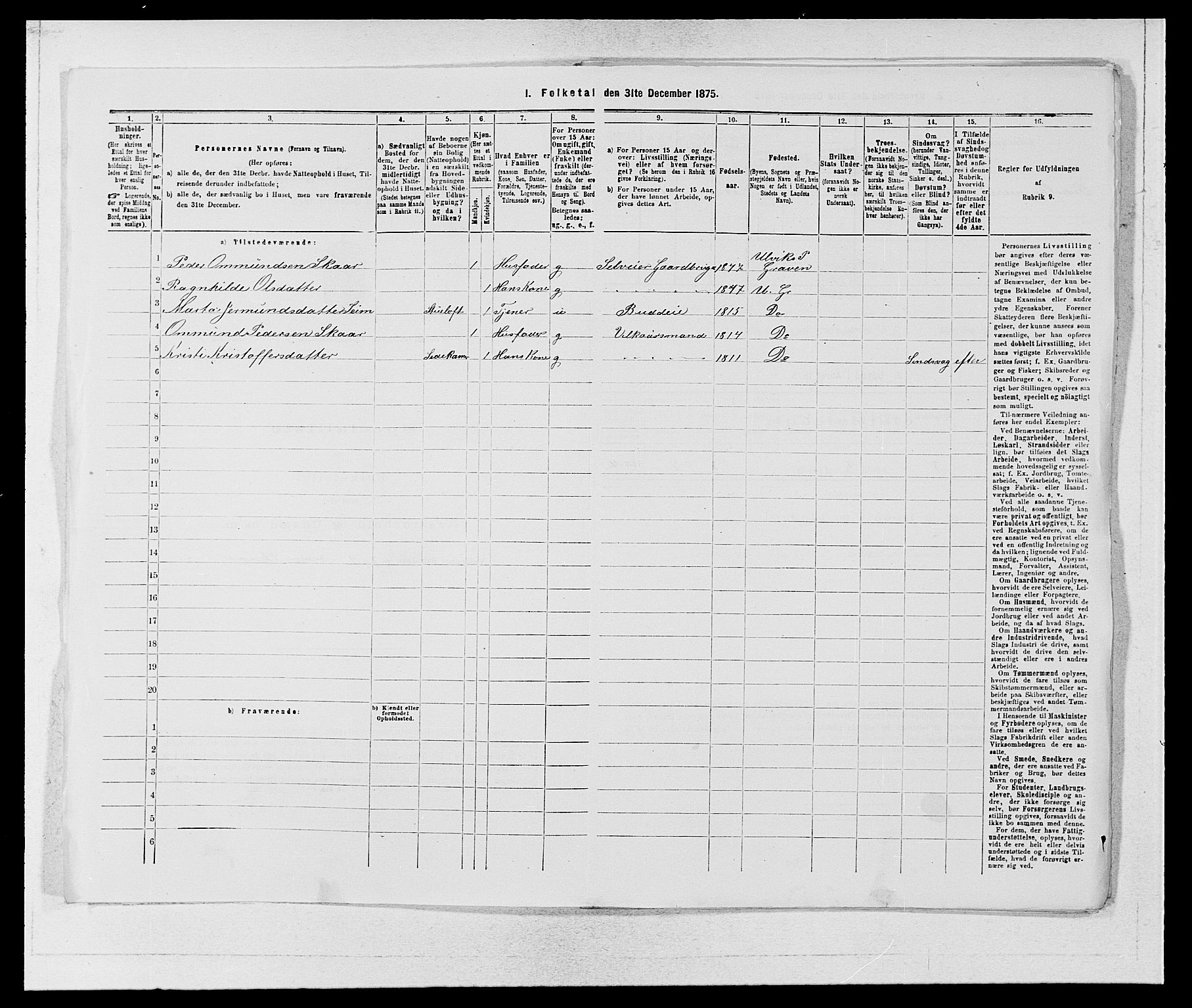 SAB, 1875 census for 1233P Ulvik, 1875, p. 760