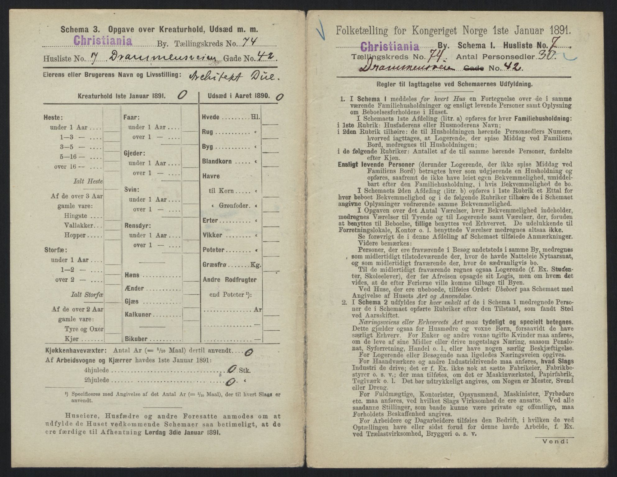 RA, 1891 census for 0301 Kristiania, 1891, p. 39613