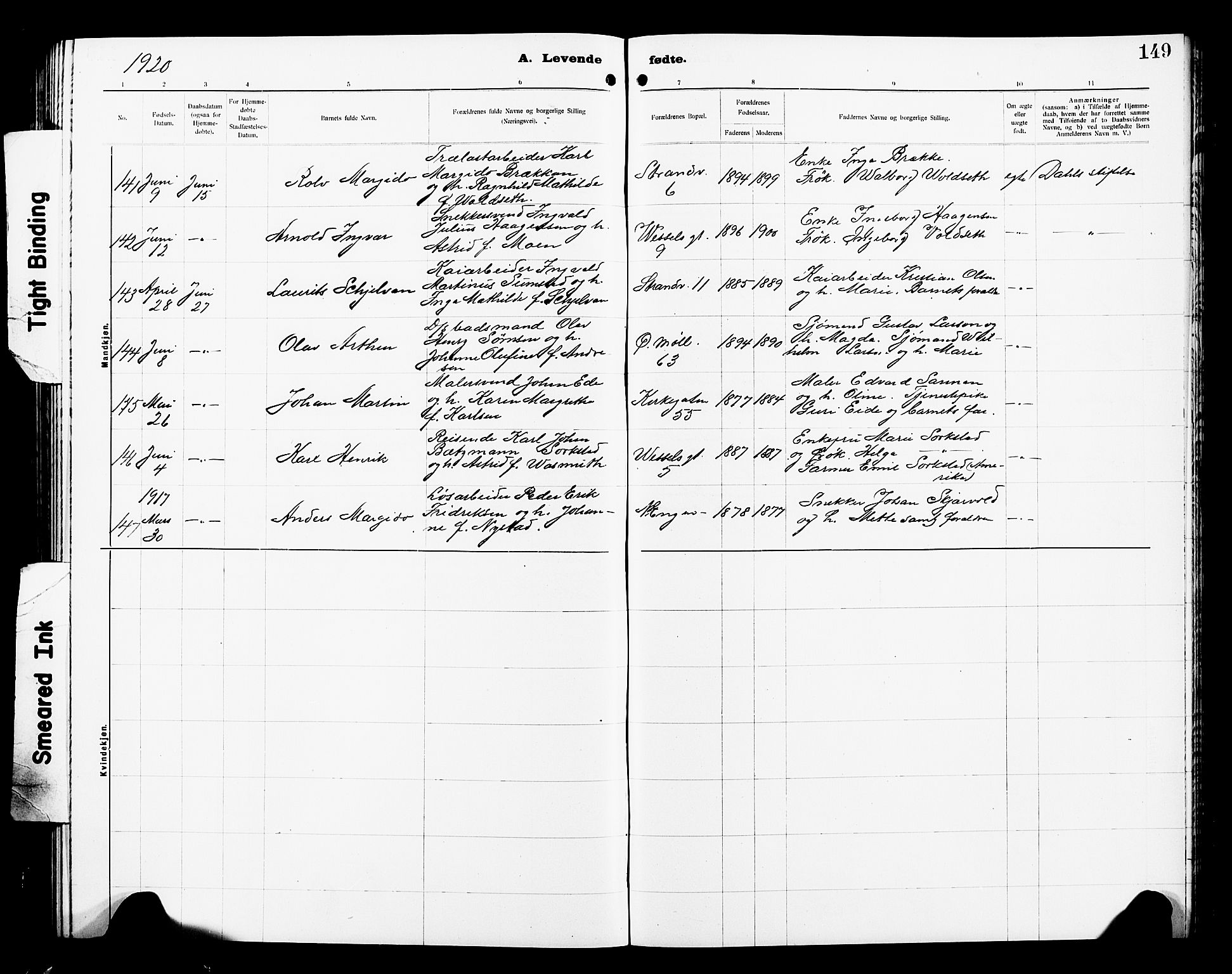 Ministerialprotokoller, klokkerbøker og fødselsregistre - Sør-Trøndelag, AV/SAT-A-1456/605/L0256: Parish register (copy) no. 605C03, 1916-1920, p. 149