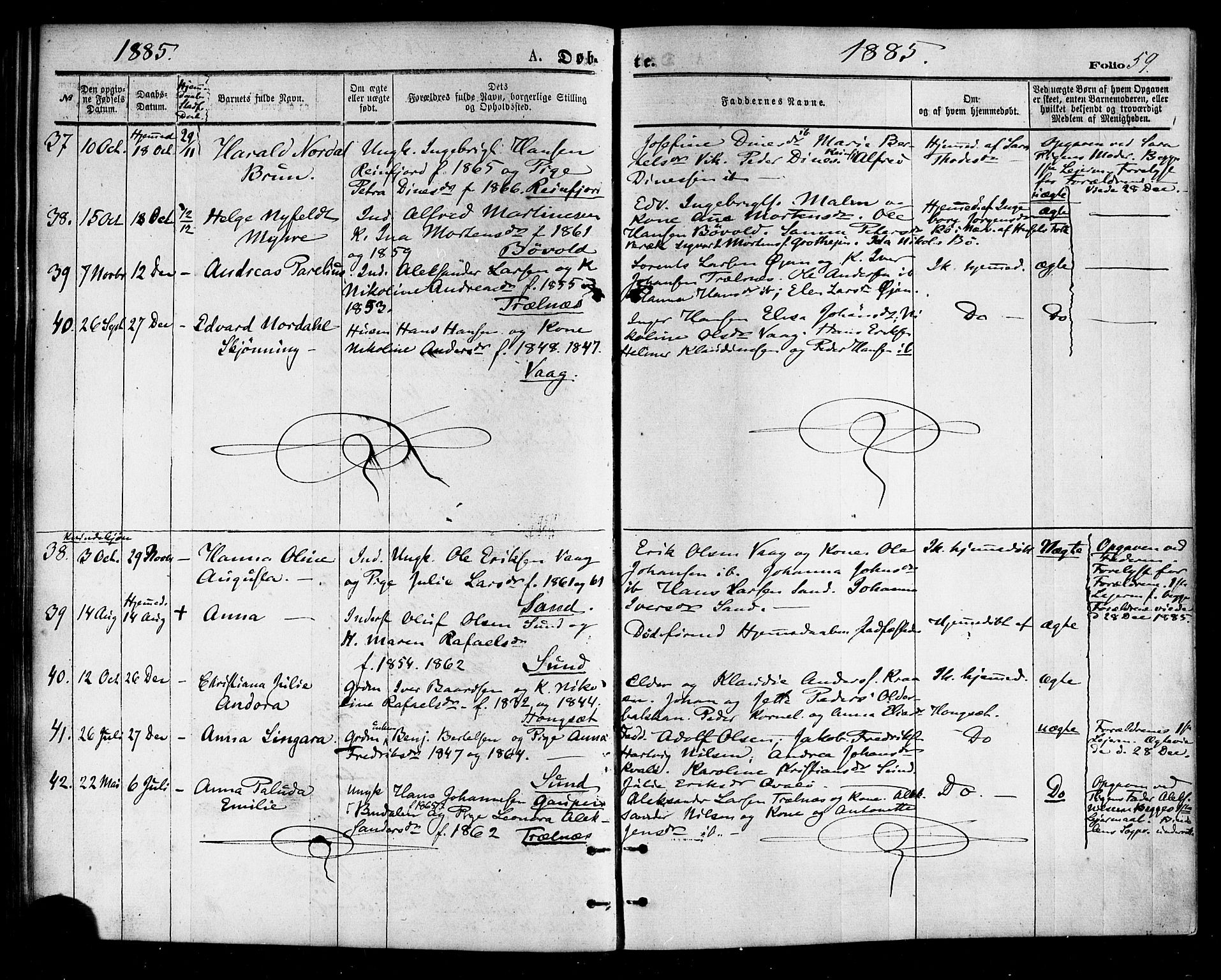 Ministerialprotokoller, klokkerbøker og fødselsregistre - Nordland, AV/SAT-A-1459/812/L0177: Parish register (official) no. 812A06, 1875-1885, p. 59