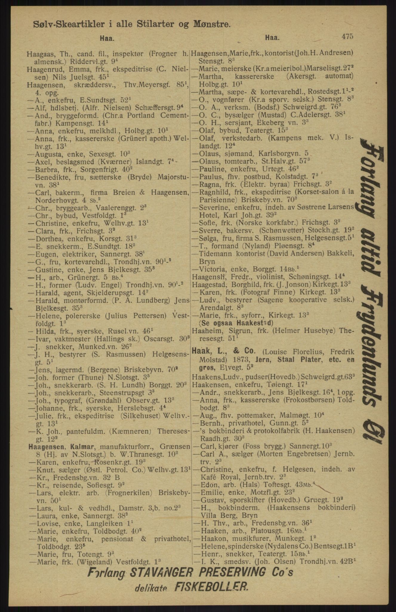 Kristiania/Oslo adressebok, PUBL/-, 1913, p. 487