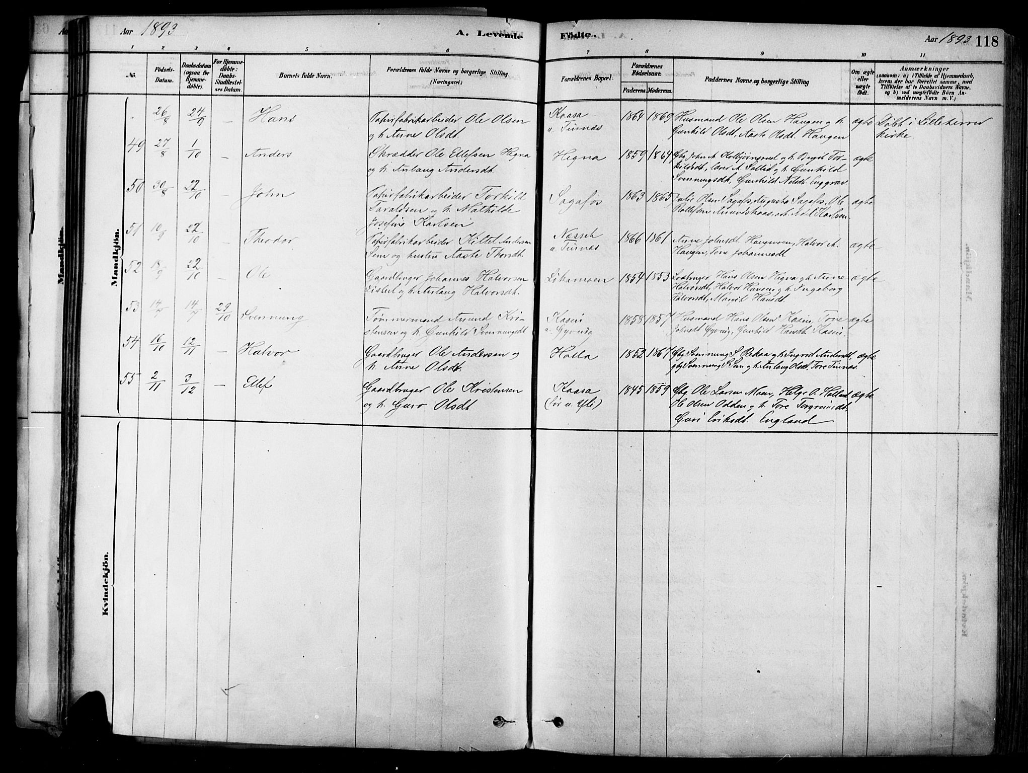 Heddal kirkebøker, SAKO/A-268/F/Fa/L0008: Parish register (official) no. I 8, 1878-1903, p. 118