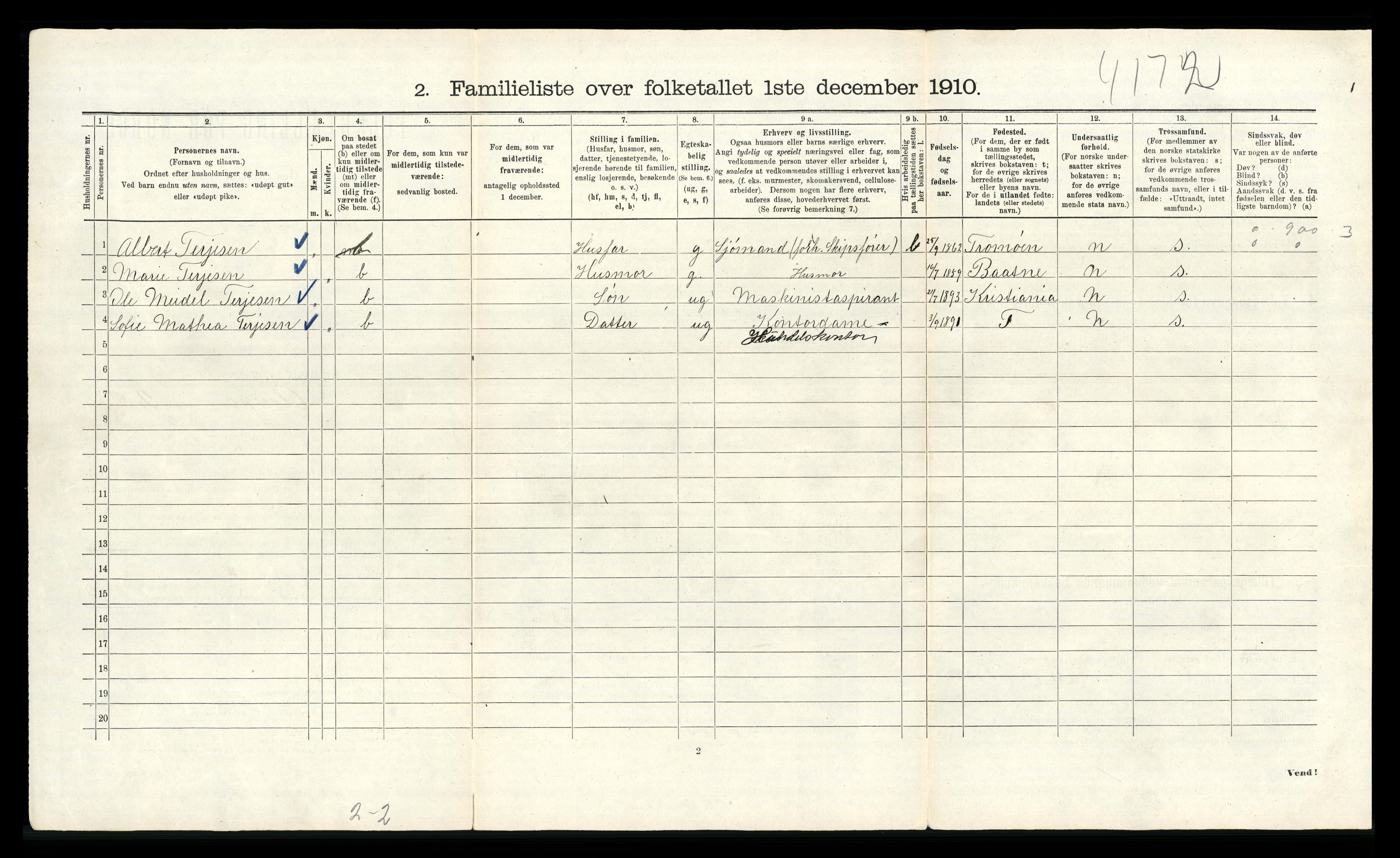 RA, 1910 census for Kristiania, 1910, p. 3210