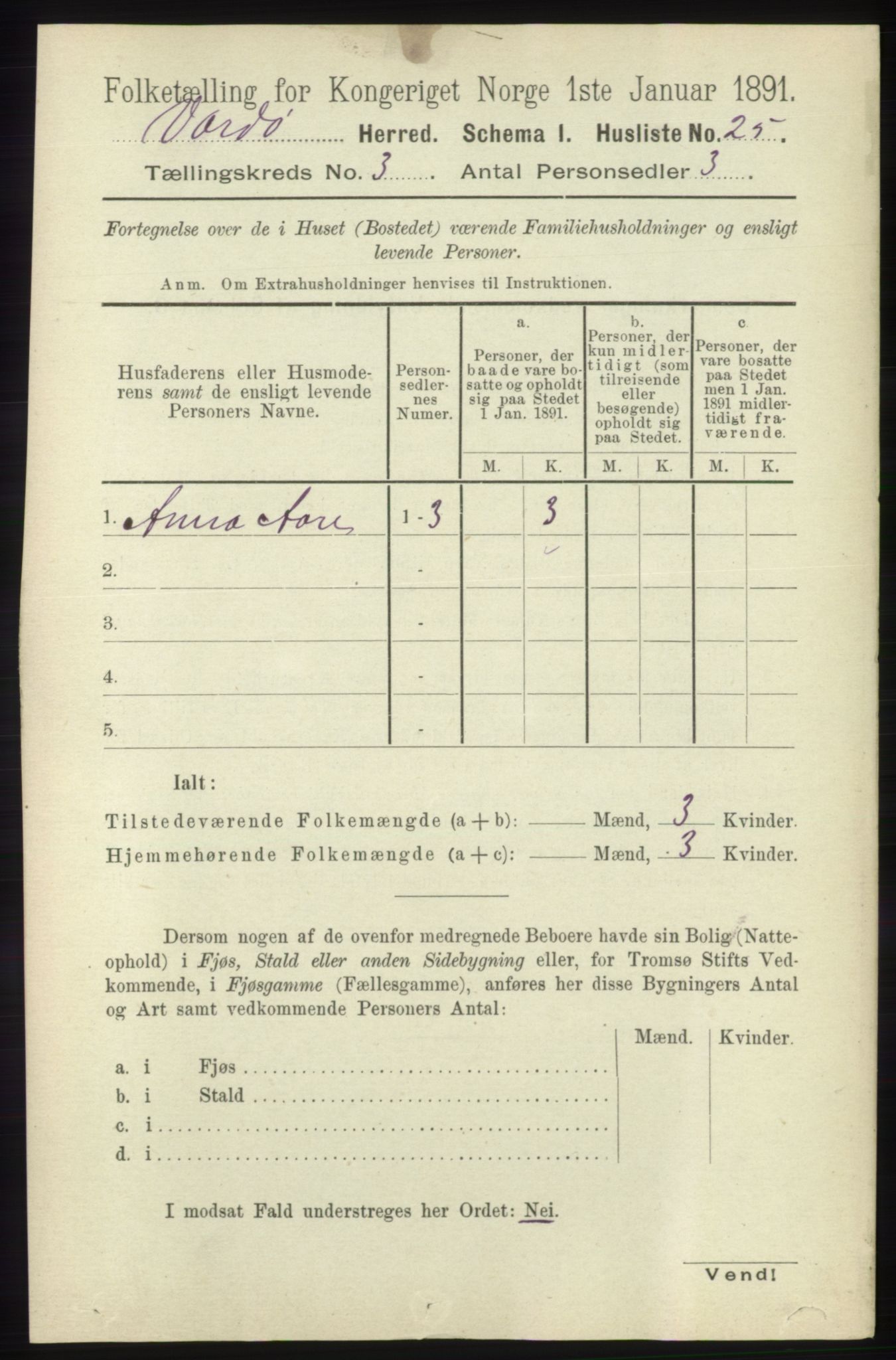 RA, 1891 census for 2028 Vardø, 1891, p. 805