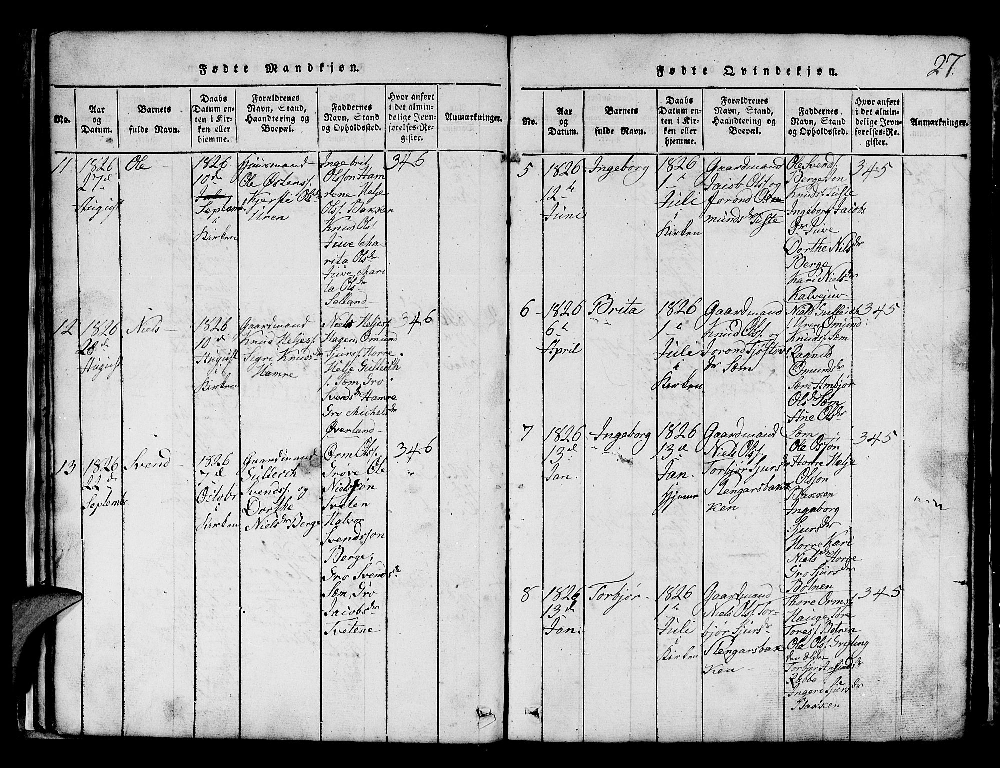 Røldal sokneprestembete, SAB/A-100247: Parish register (copy) no. A 1, 1817-1860, p. 27