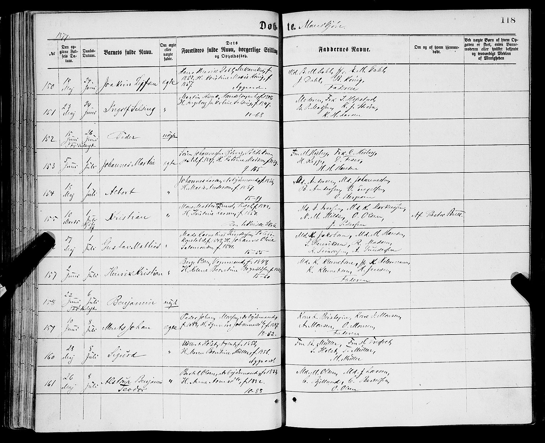 Domkirken sokneprestembete, SAB/A-74801/H/Haa/L0022: Parish register (official) no. B 5, 1872-1878, p. 118